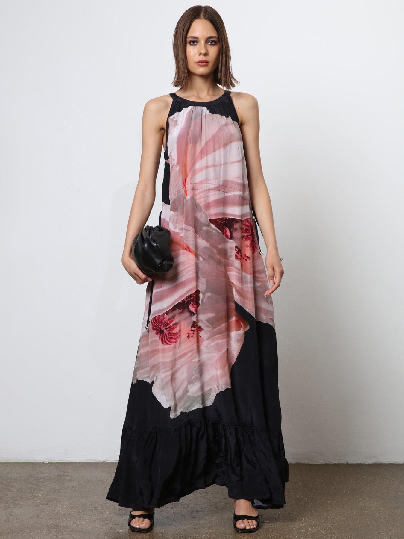 undefined Halter Neck Maxi Dress - Pink