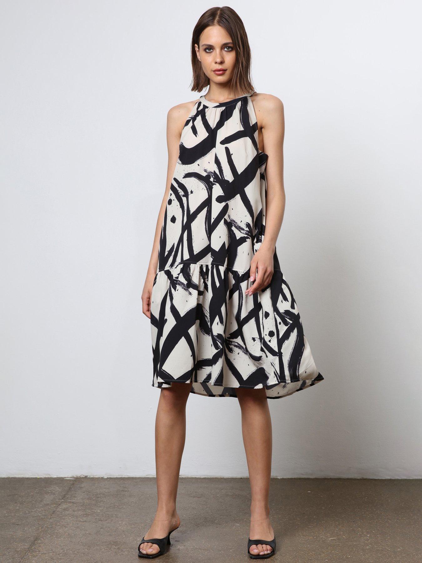 Religion Tiered A Line Midi Dress - White