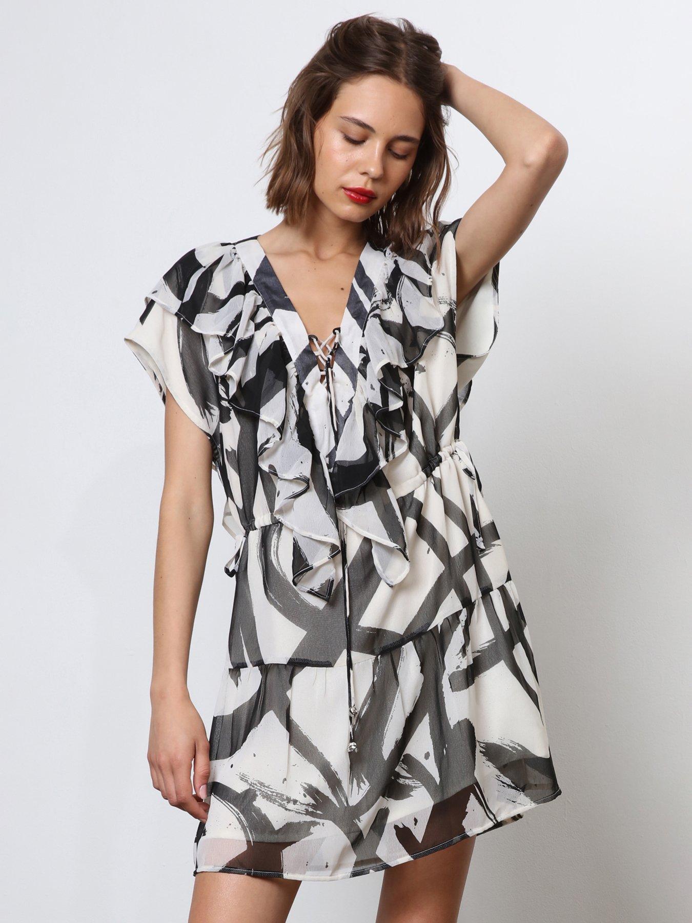 undefined Tiered Mini Dress - White