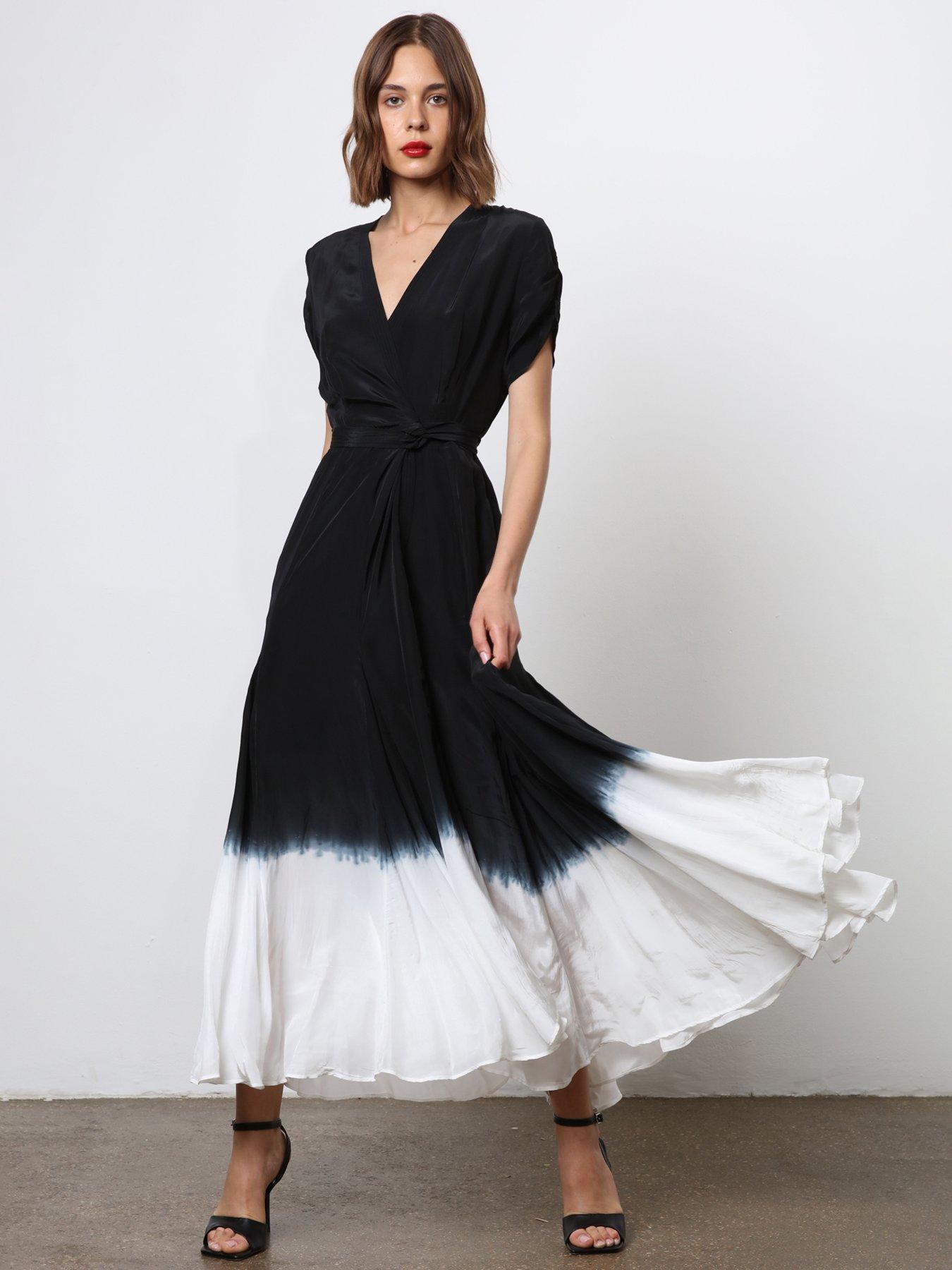 religion-monochrome-wrap-dress-black