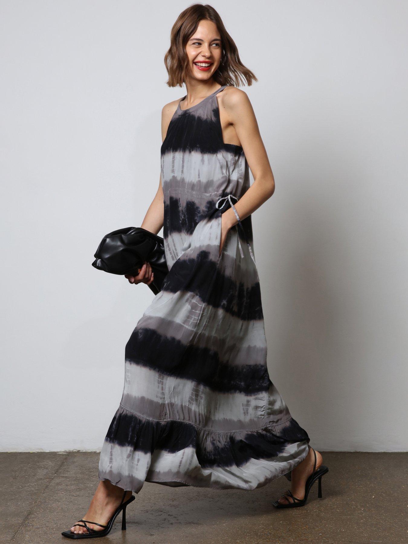 Religion Halter Neck Tie Dye Maxi Dress - Black | Littlewoods