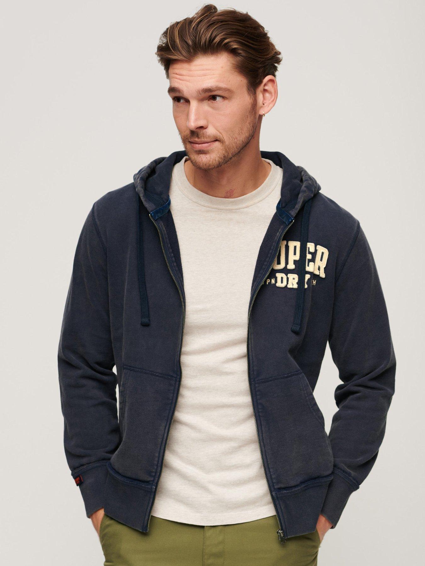 undefined Vintage Athletic Zip Hoodie - Navy