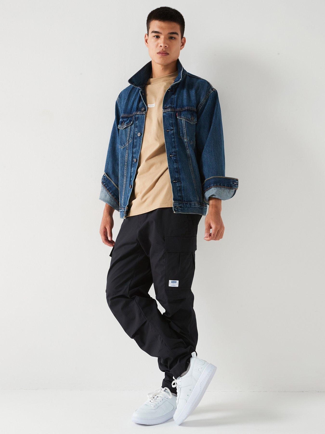  image of hugo-gadic242-relaxed-fit-cargo-pants-black