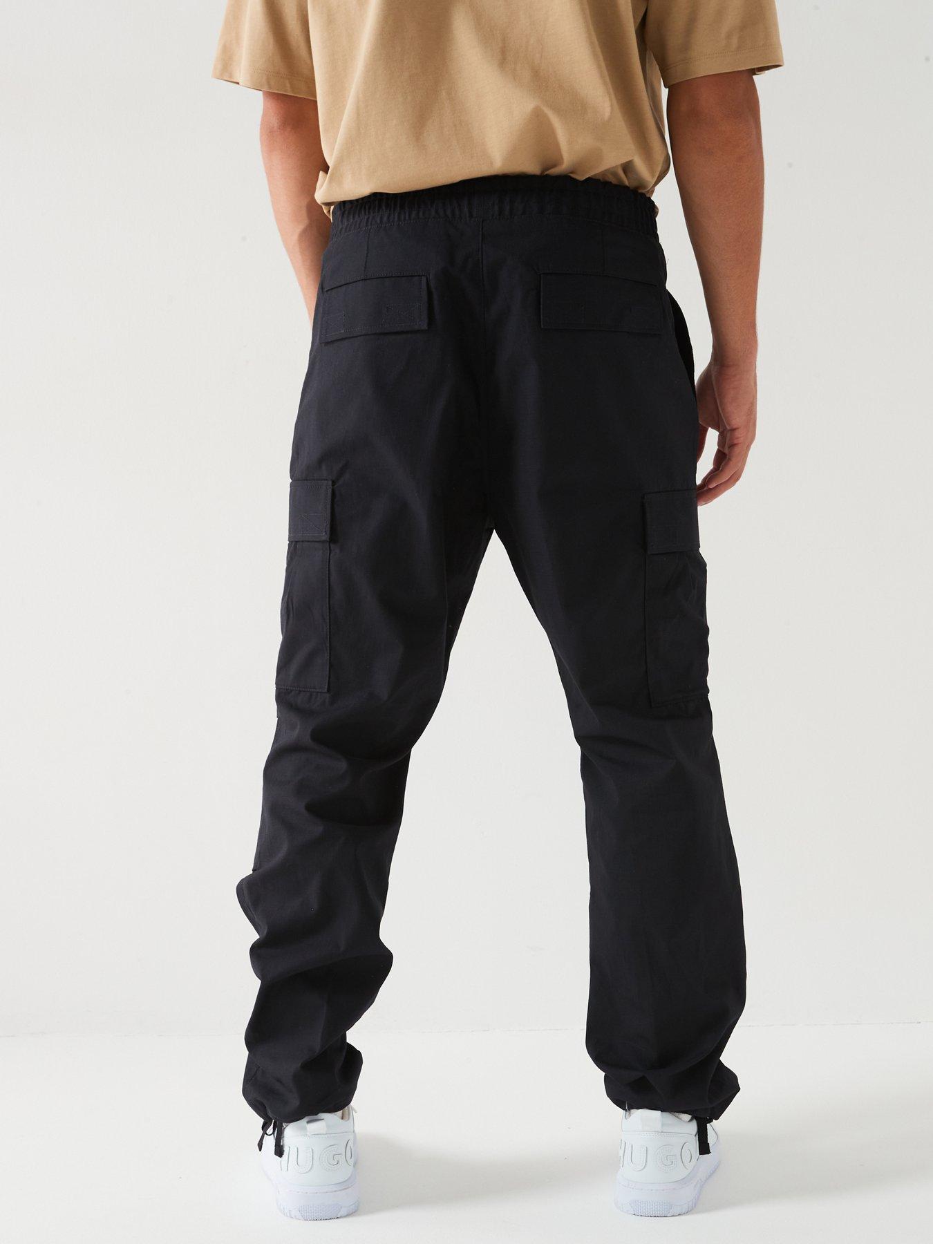  image of hugo-gadic242-relaxed-fit-cargo-pants-black