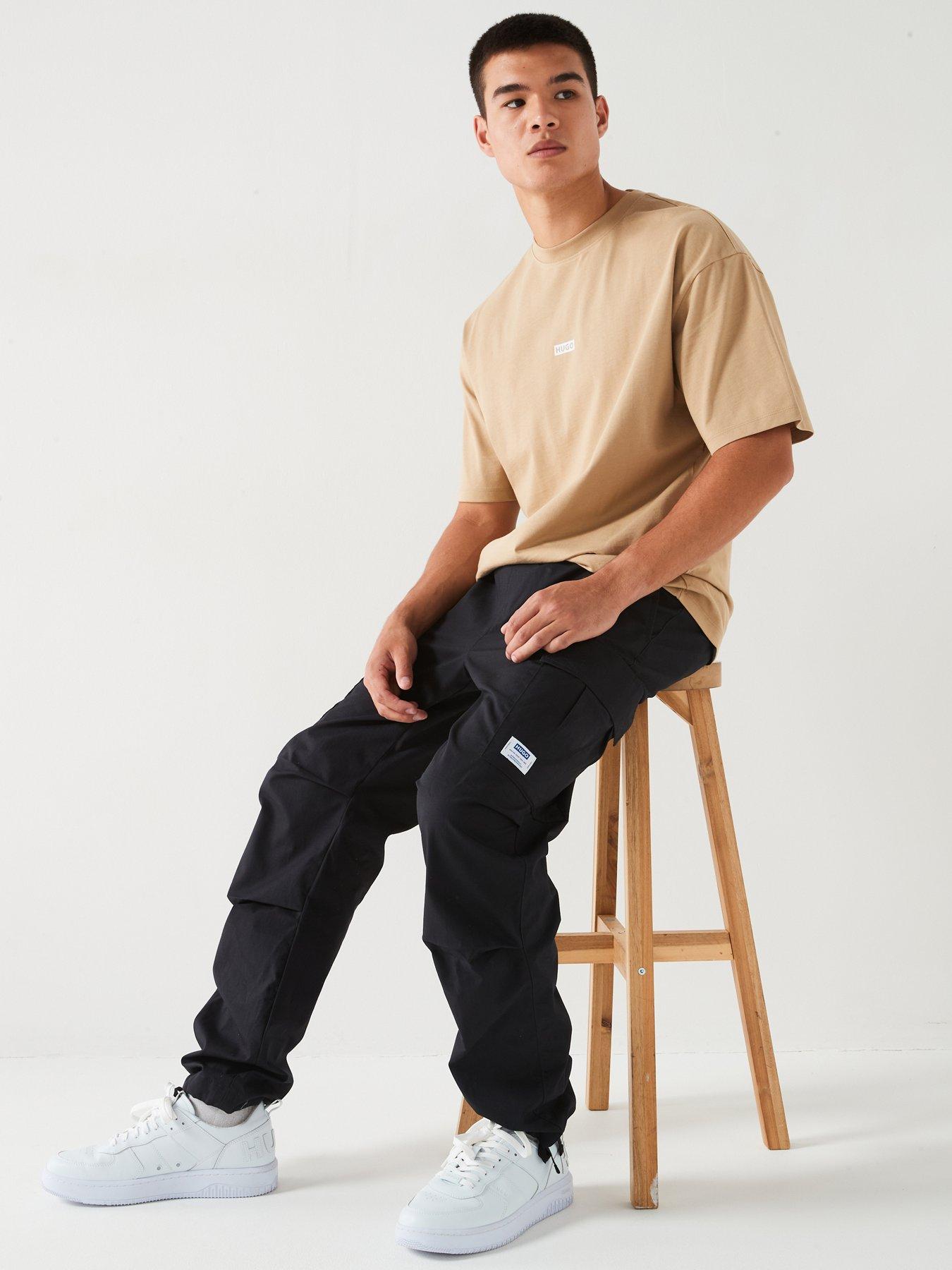 image of hugo-gadic242-relaxed-fit-cargo-pants-black
