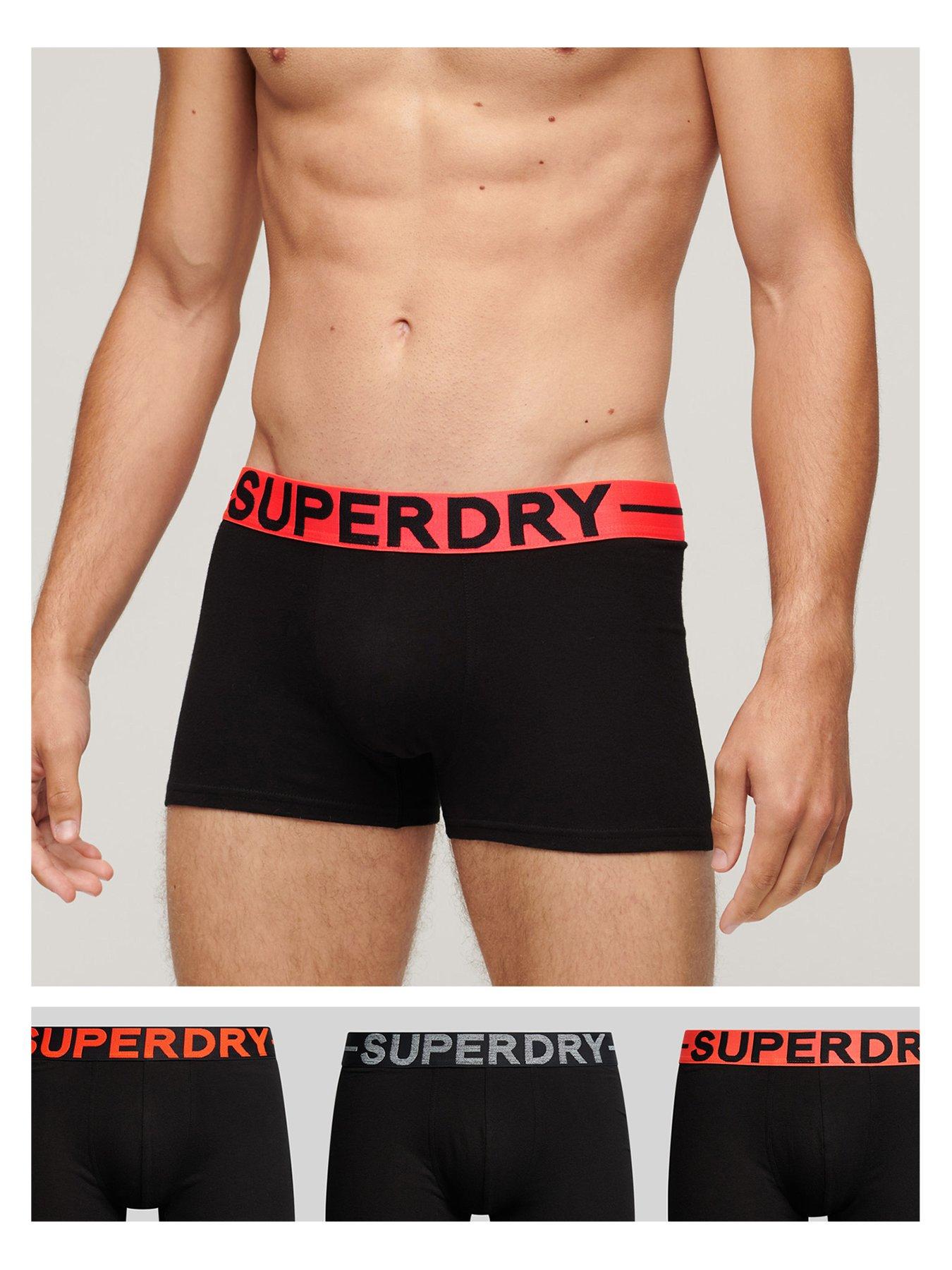  image of superdry-3-pack-logo-waistband-trunks-black
