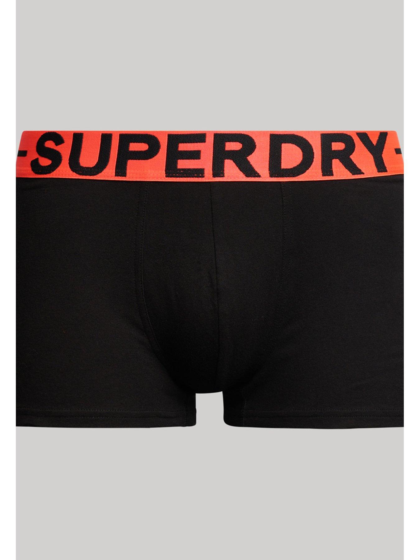  image of superdry-3-pack-logo-waistband-trunks-black