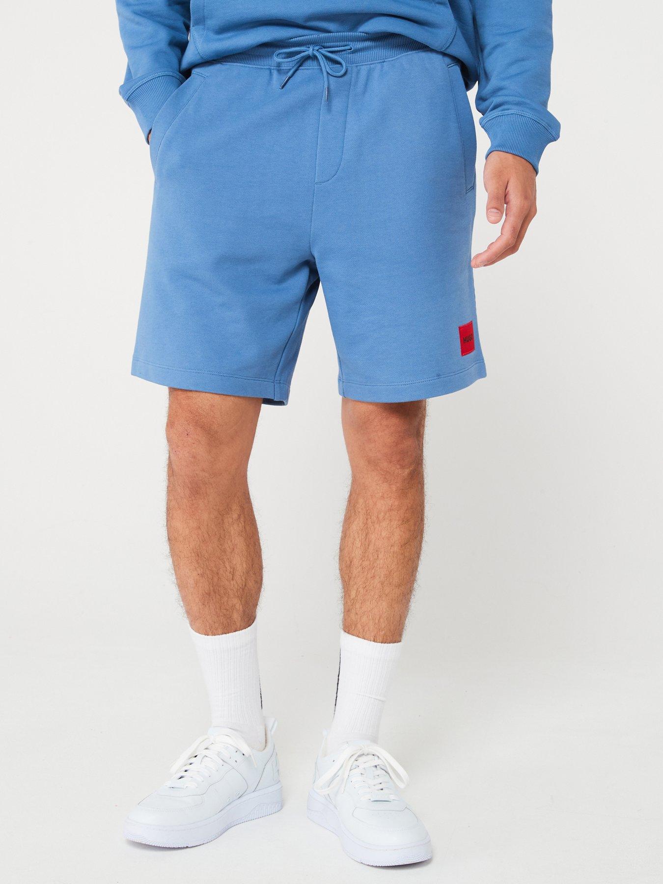 HUGO Diz222 Patch Logo Sweat Shorts - Mid Blue