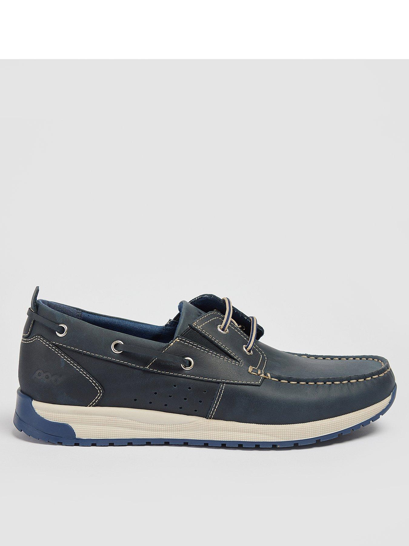 undefined Riley Leather Boat Shoes - Navy