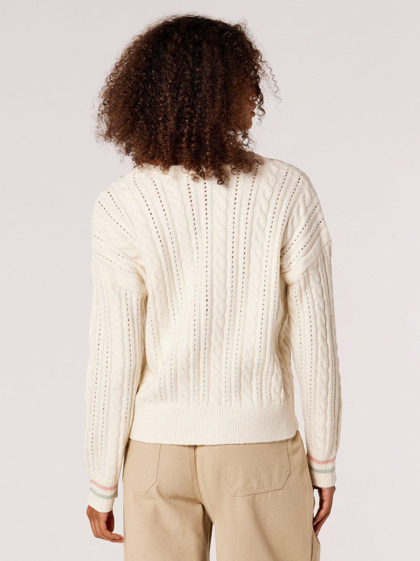  image of apricot-stripe-detail-cricket-jumper
