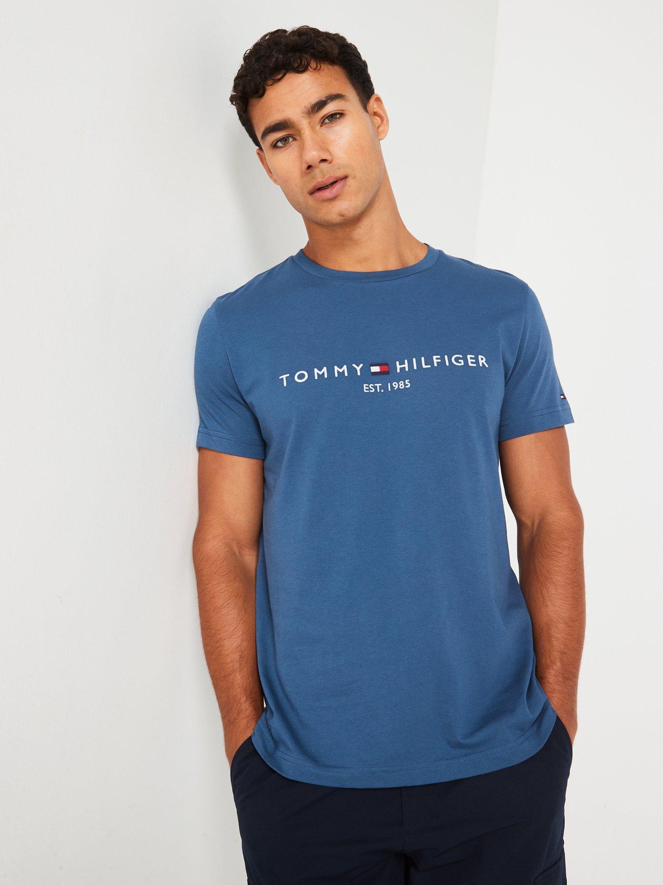 Tommy Hilfiger Linear Chest Logo T-Shirt - Blue