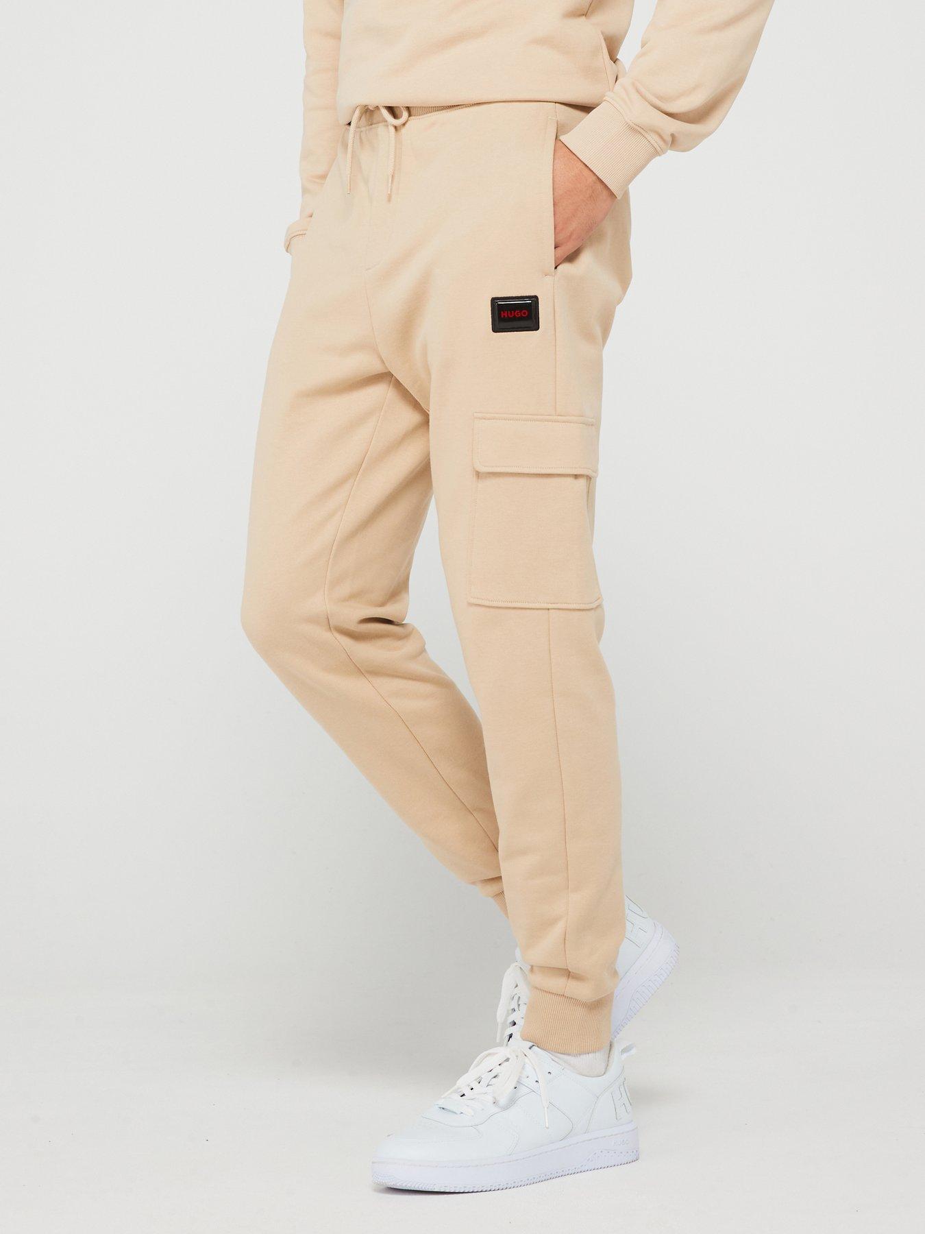 HUGO Dwellrom Relaxed Fit Gel Logo Cargo Joggers - Beige