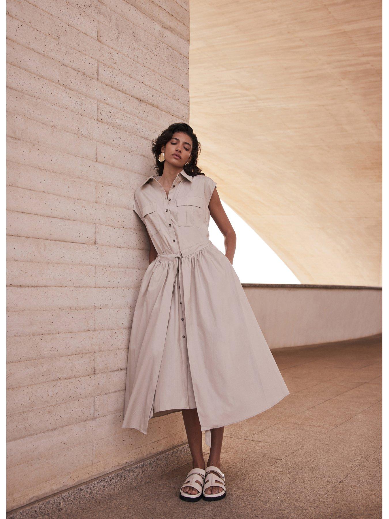 Cotton Midi Shirt Dress