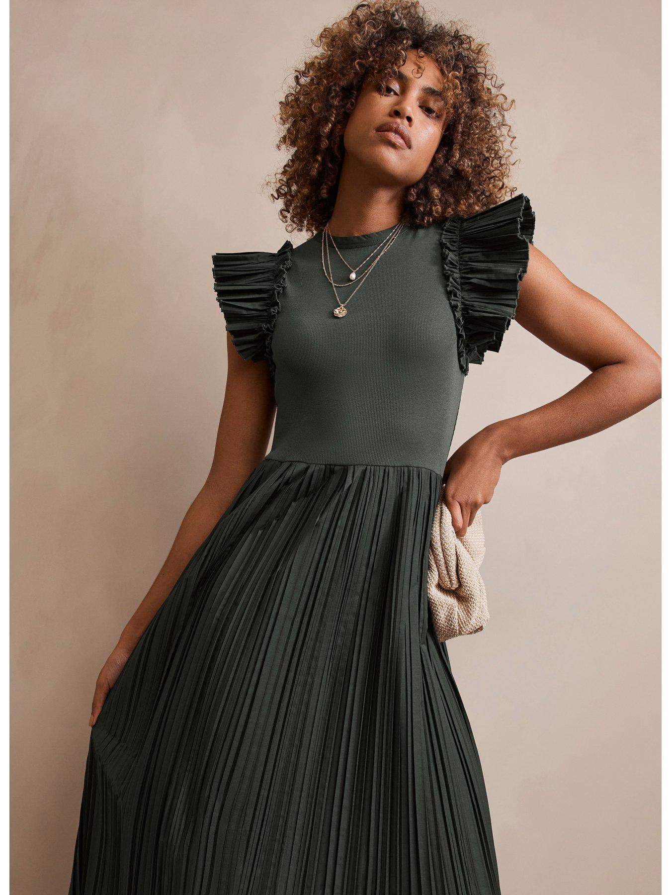 Mint Velvet Crinkle Woven Mix Midi Dress littlewoods