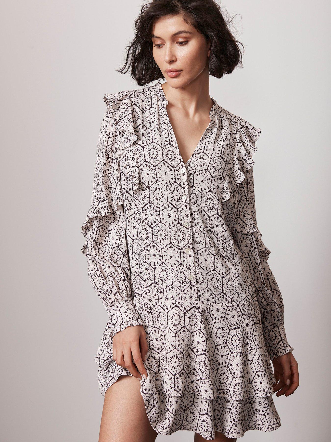 mint velvet crochet dress Mint Velvet Crochet Print Mini Dress - Natural