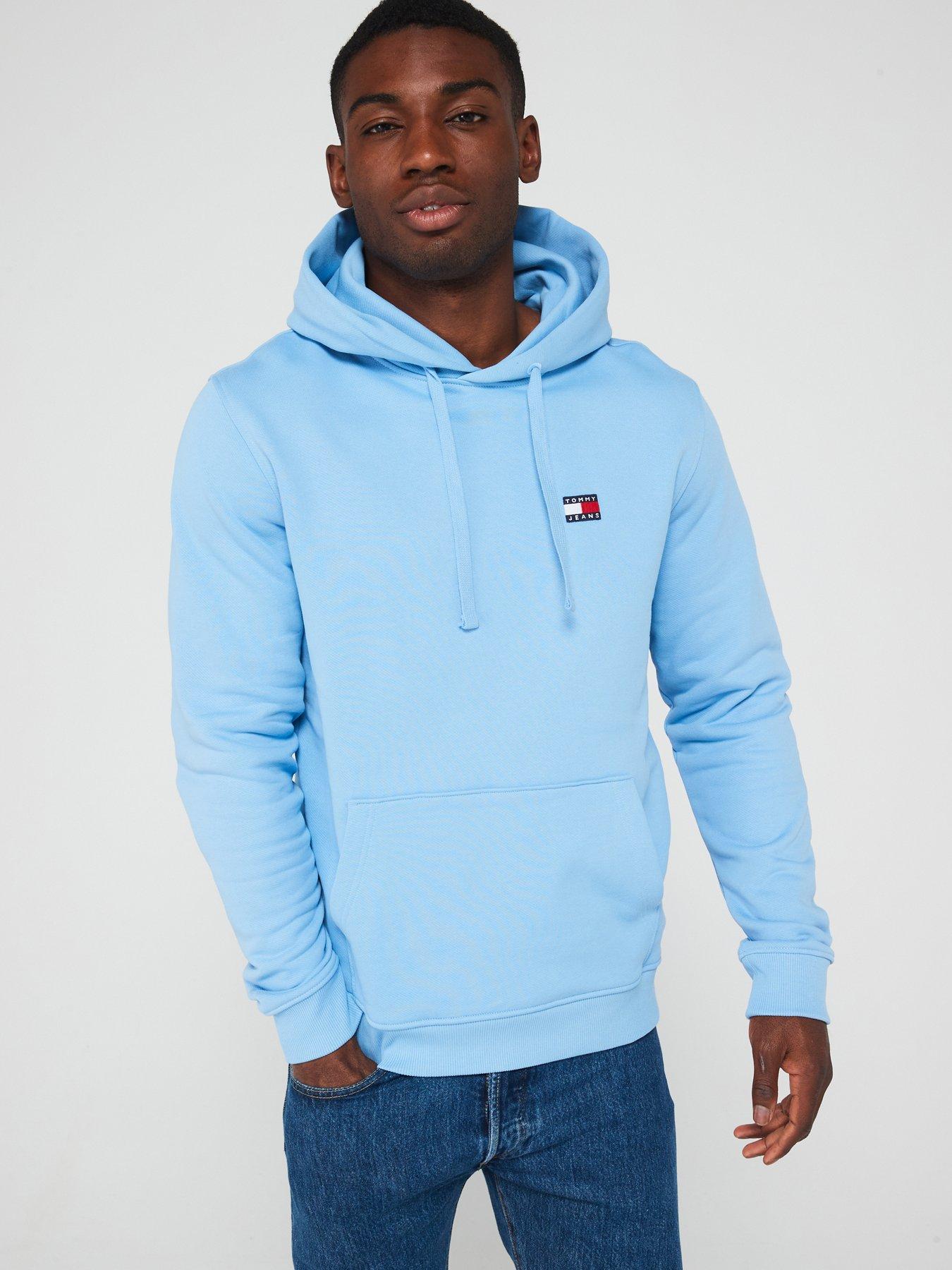 Tommy Jeans Regular Fit Left Chest Badge Hoodie Light Blue littlewoods