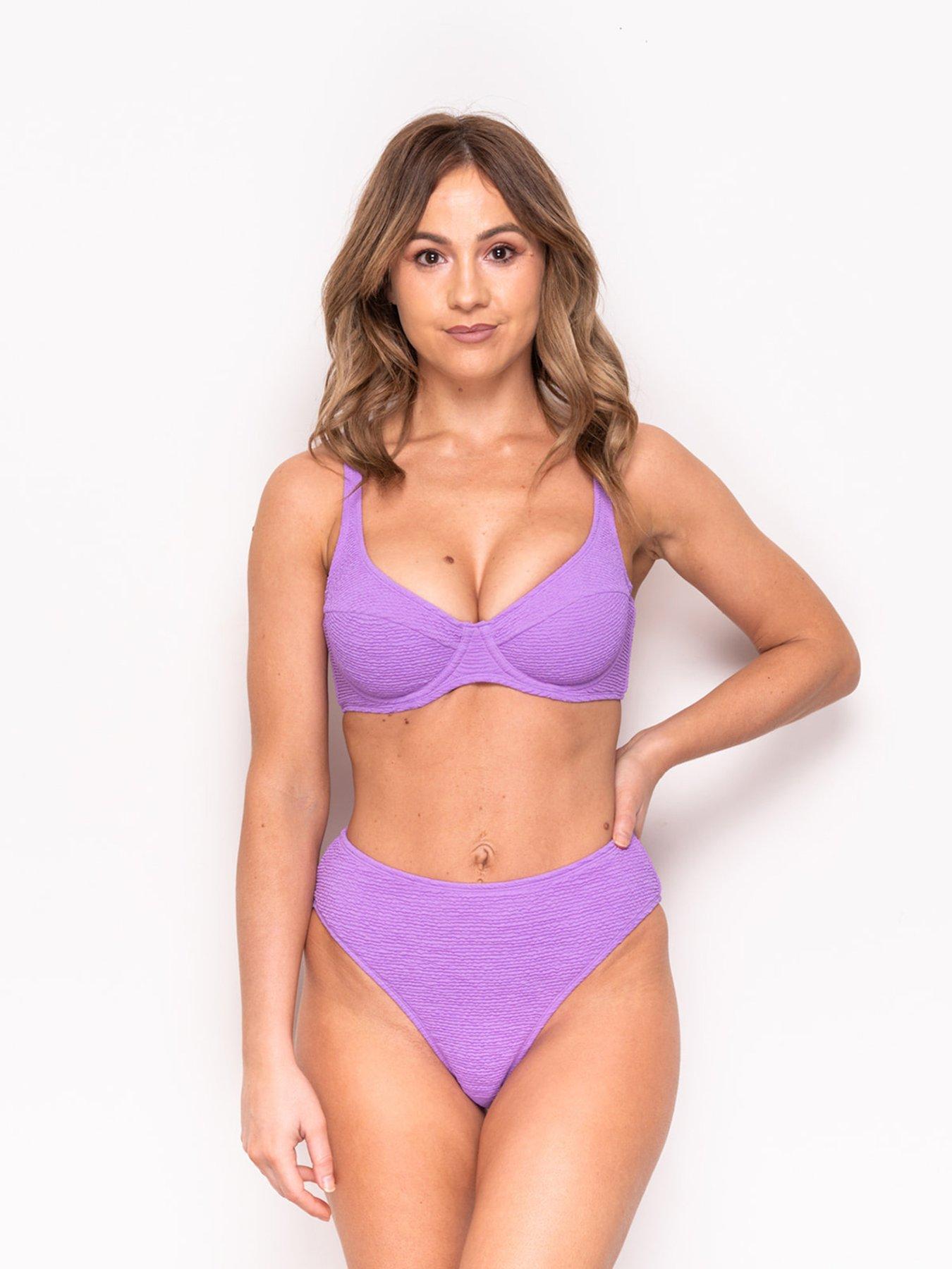 undefined Unpadded Scrunch Balconette Bikini Top In Purple