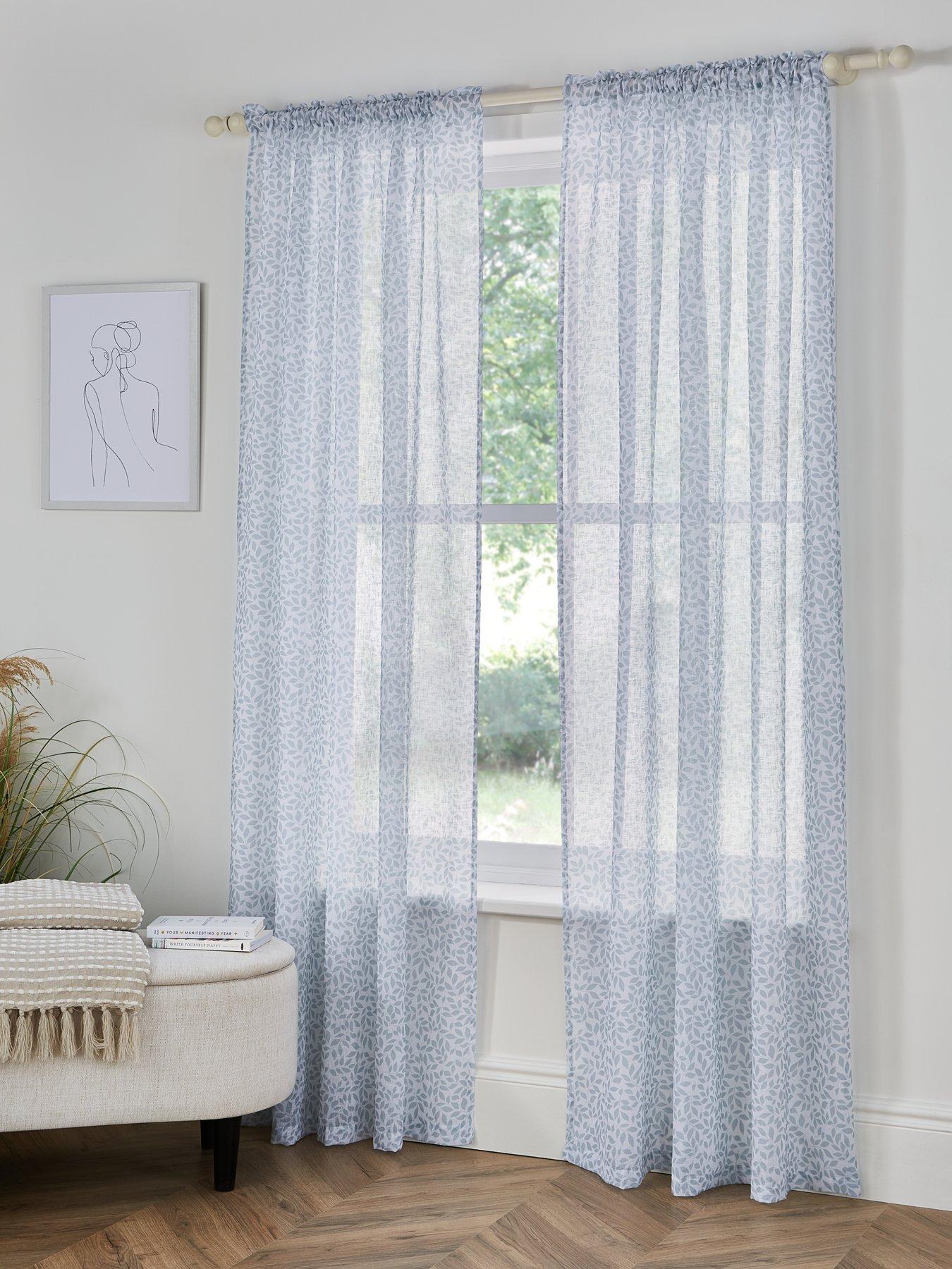 The Very Collection Leaf Trail Slot Top Voile Curtains