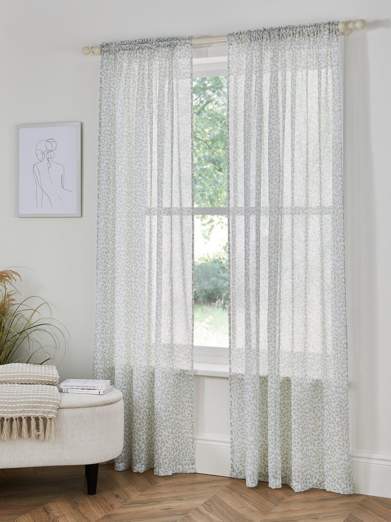 Very Home Leaf Trail Slot Top Voile Curtains