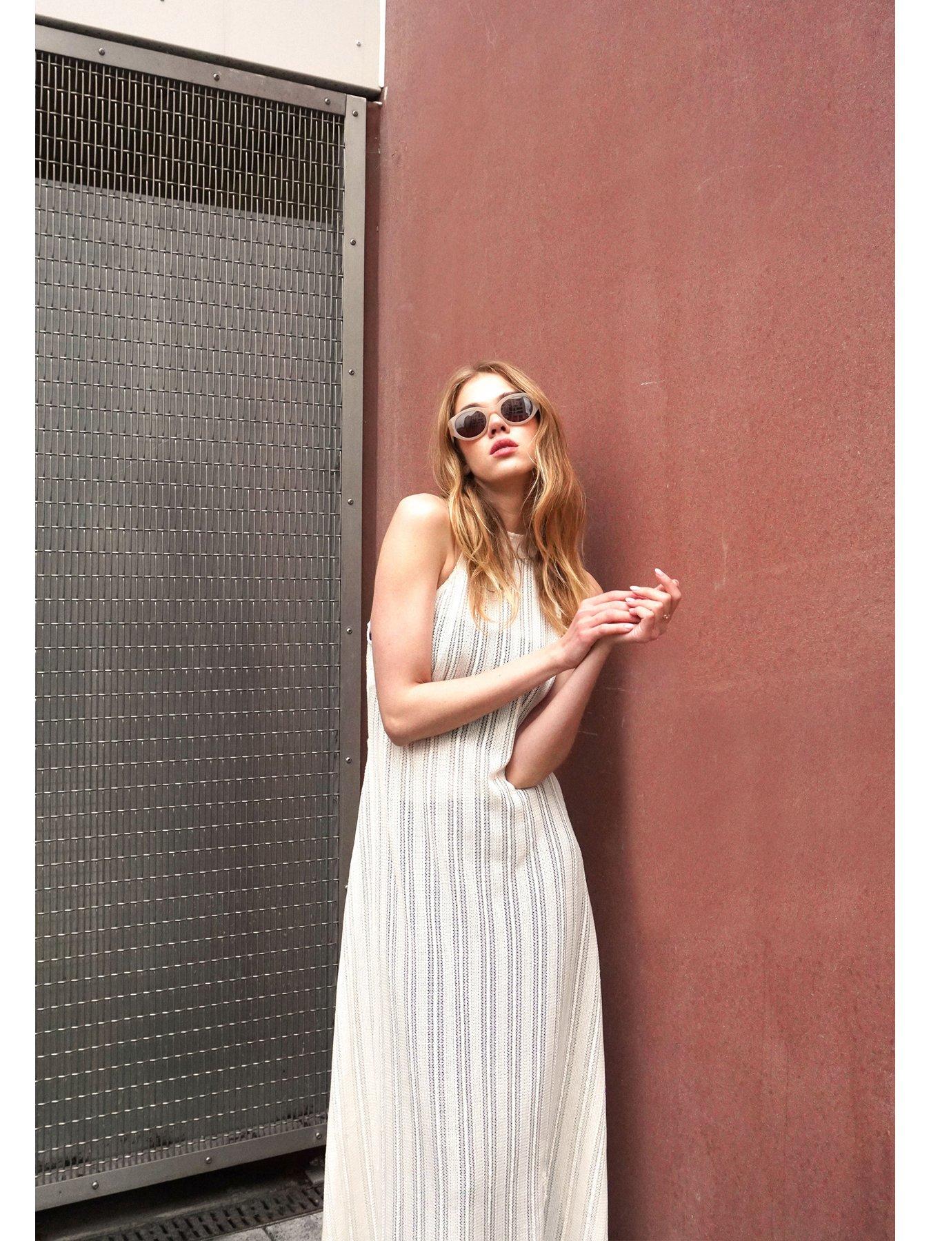 undefined Crochet Halterneck Maxi Dress - White