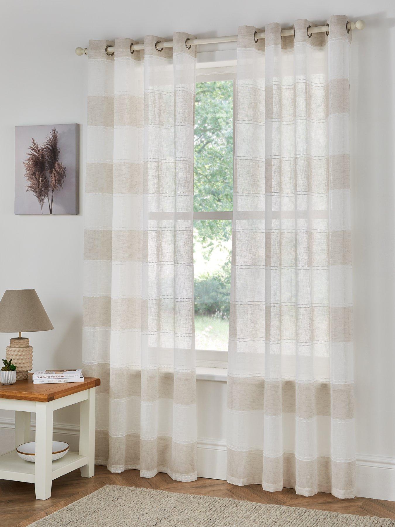 Image 1 of 3 of The Very Collection Rhodes Horizontal Stripe Voile Panel Pair