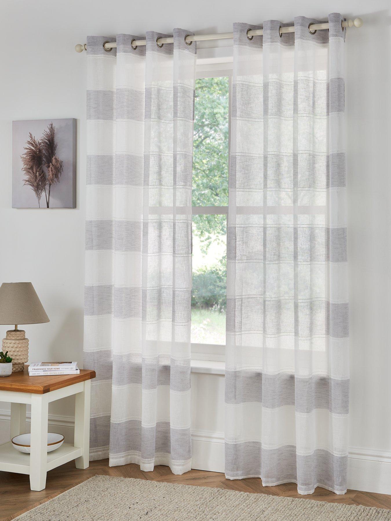 undefined Rhodes Horizontal Stripe Voile Panel Pair
