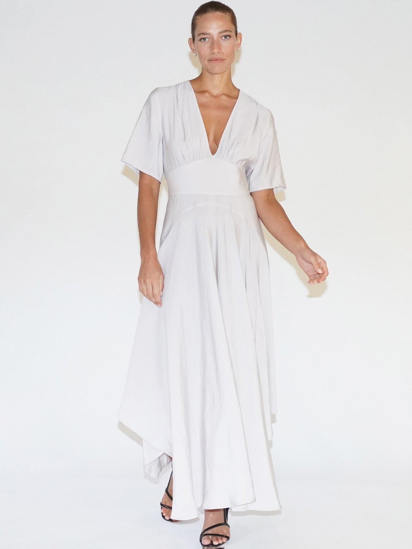 undefined Handkerchief Hem Maxi Dress - White