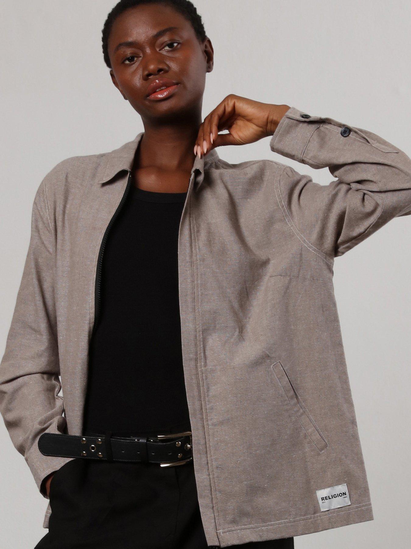 undefined Linen Mix Tribe Shirt Jacket - Beige