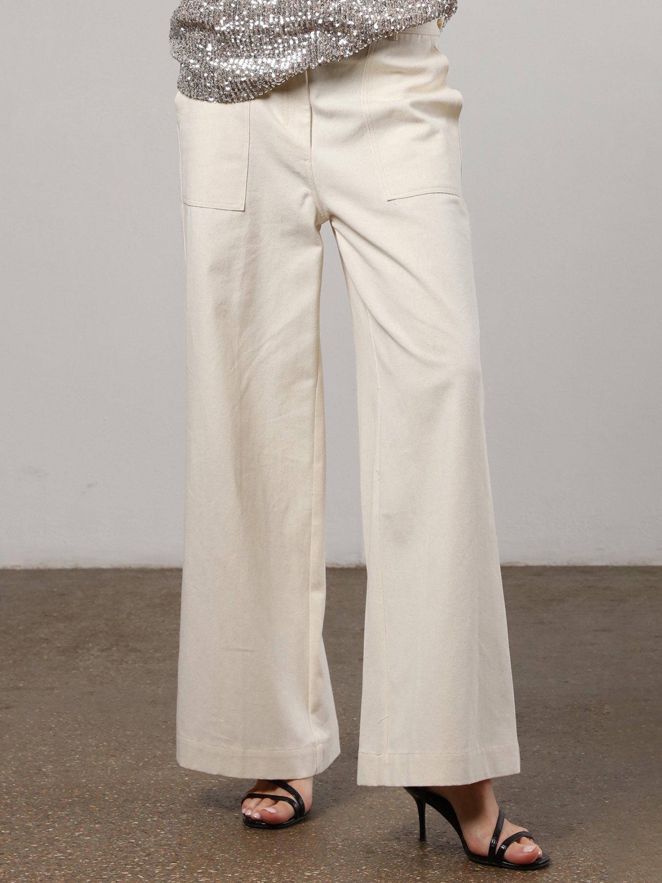 undefined Wide Leg Carpenter Cargo Trouser - White