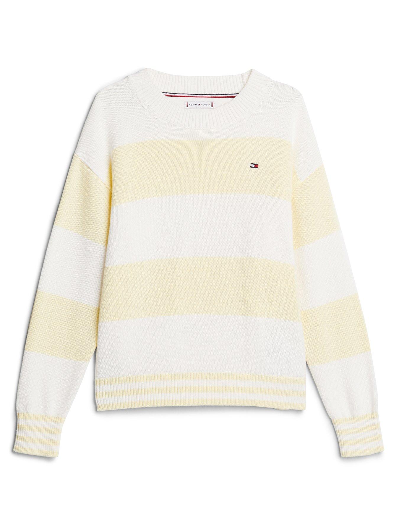 undefined Girls Utility Colorblock Sweater - Yellow/White