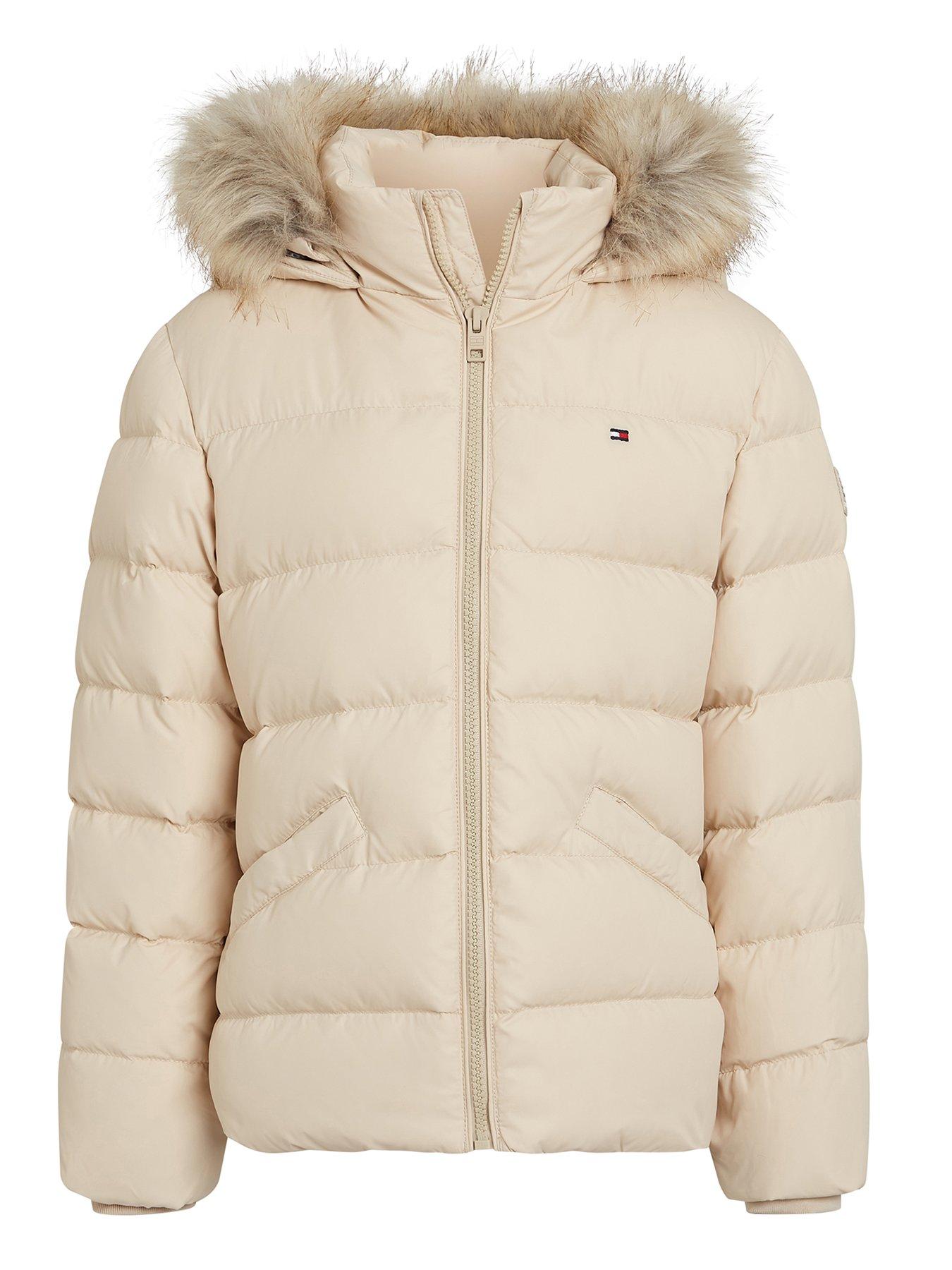undefined Girls Essential Down Fur Hood Jacket - Beige