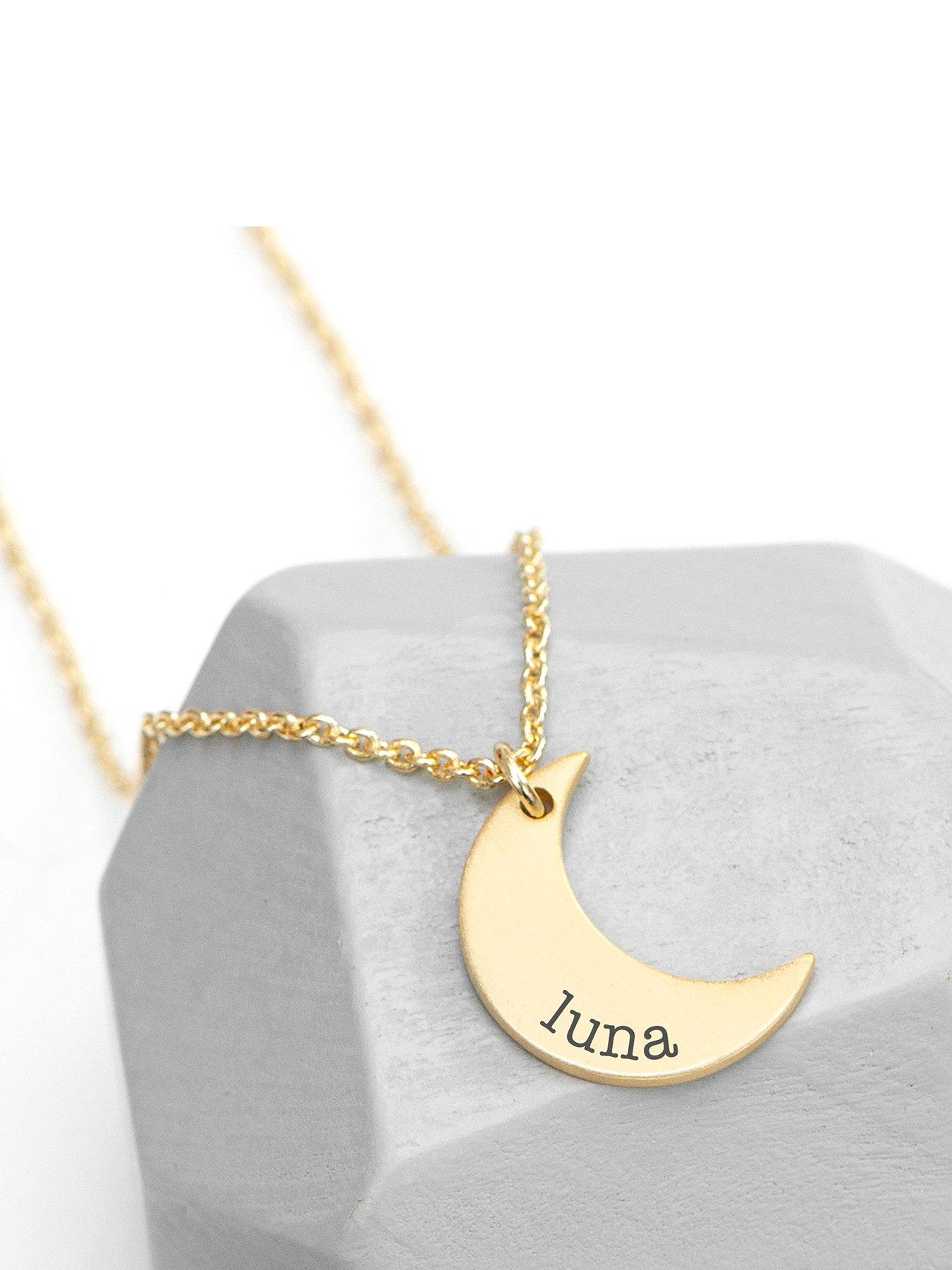 undefined Personalised Crescent Moon Necklace in Gold