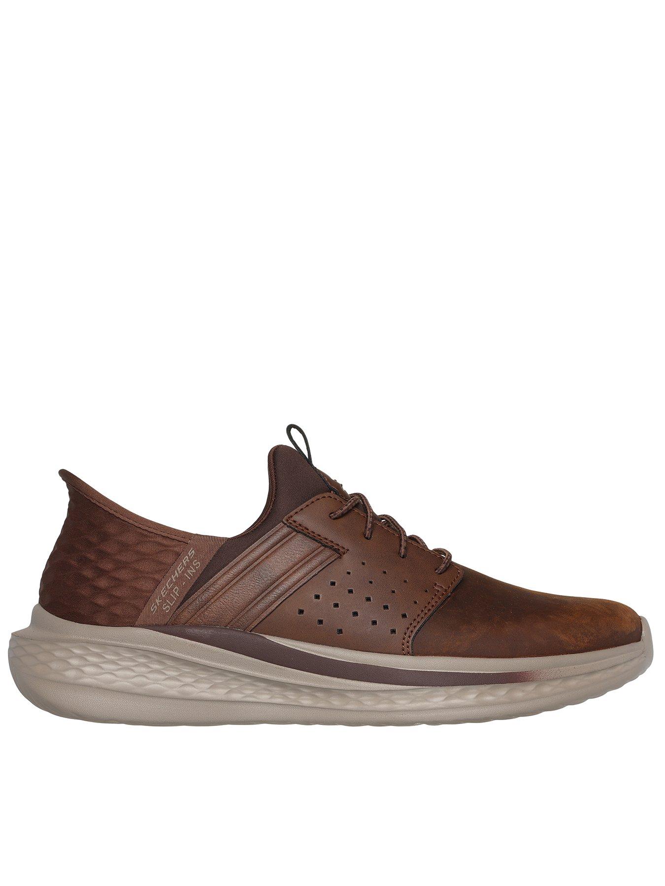 Skechers Slip-Ins Slade Bungee Lace Up Shoes - Dark Brown