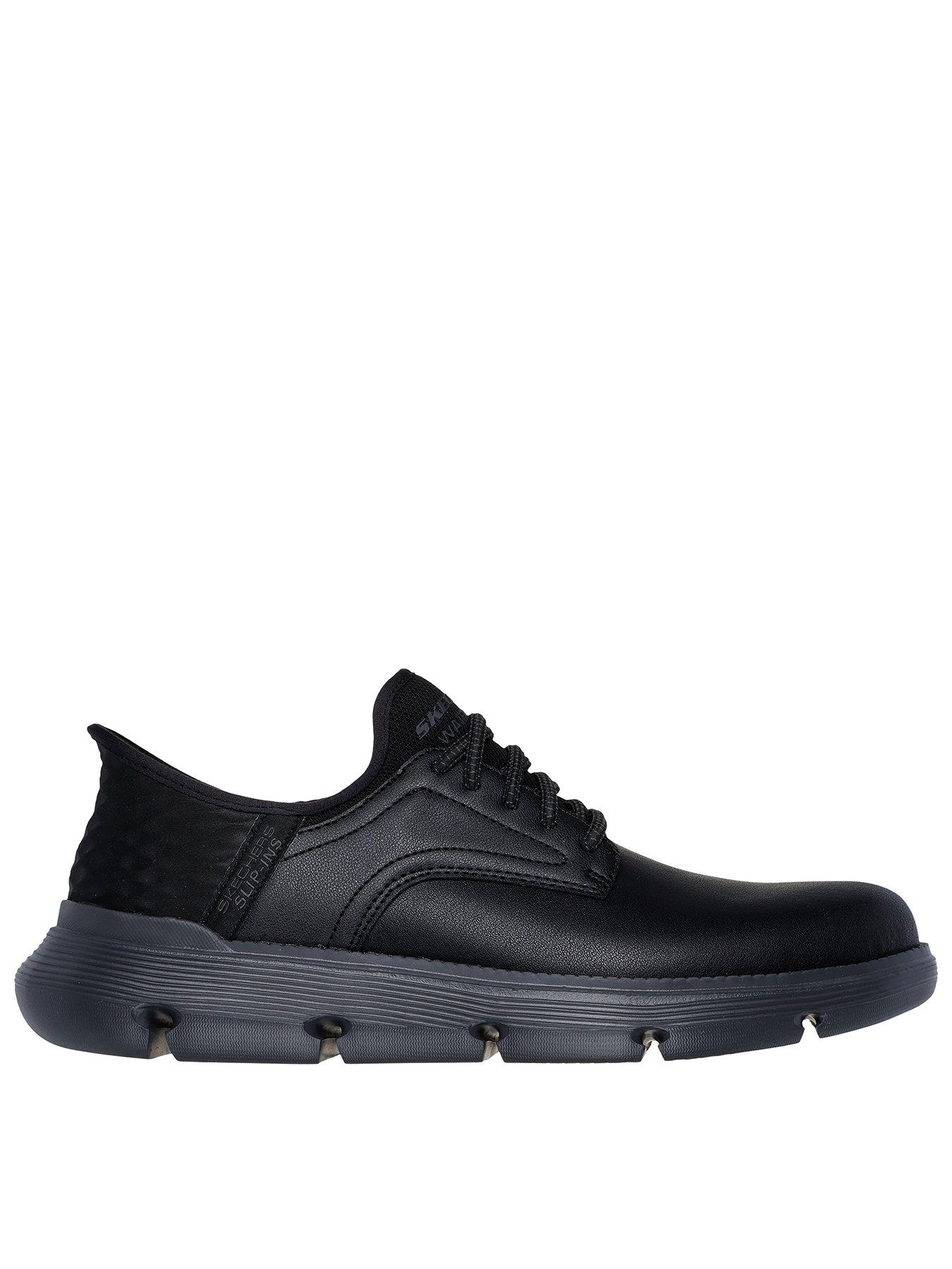 skechers-garza-slip-ins-waterproof-bungee-lace-up-shoes-black-leather