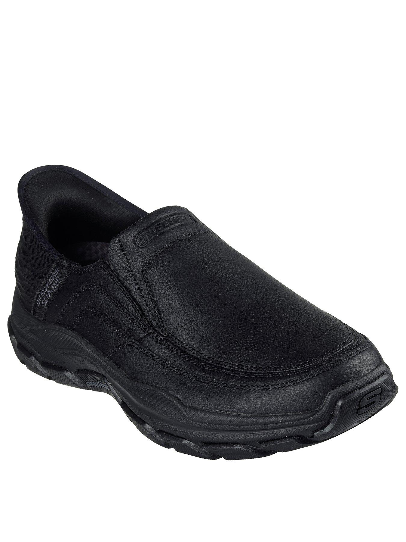  image of skechers-respected-slip-ins-casual-slip-on-shoes-black-leather