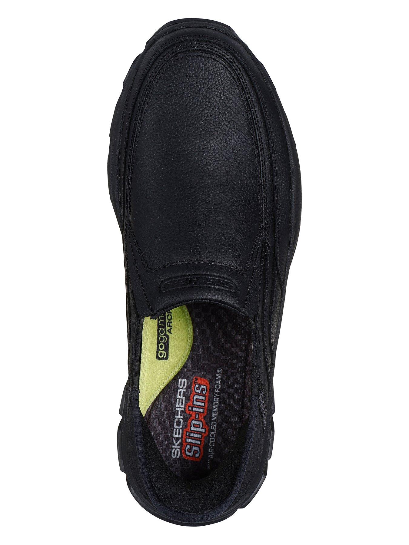  image of skechers-respected-slip-ins-casual-slip-on-shoes-black-leather
