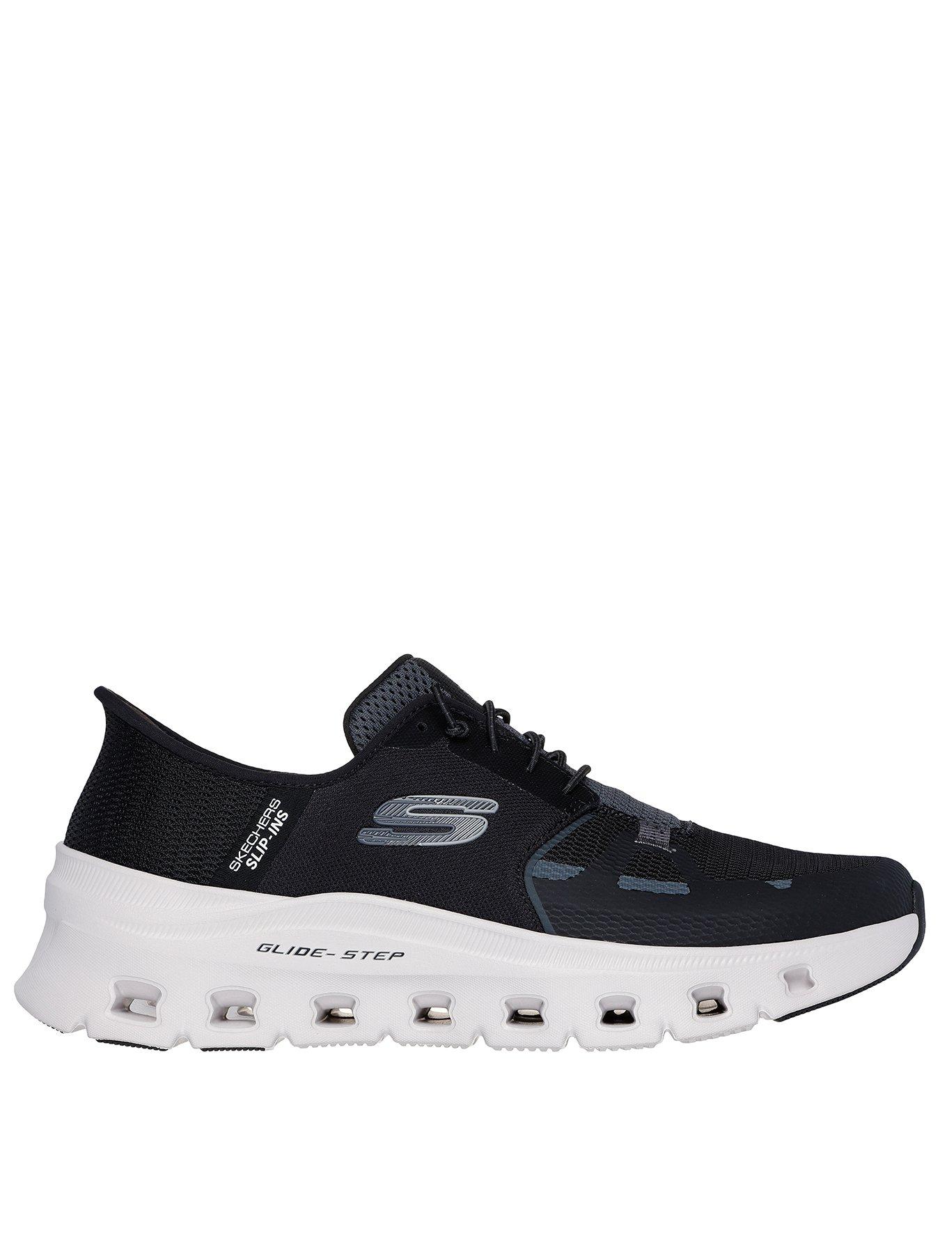 skechers-glide-step-slip-ins-bungee-lace-trainers-black-mesh