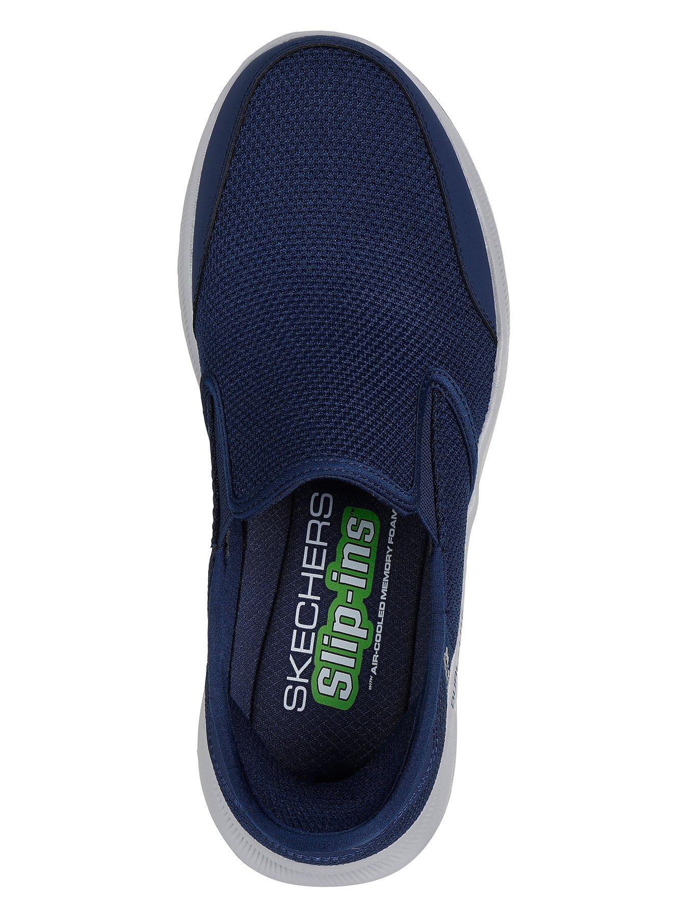  image of skechers-slip-ins-equalizer-relaxed-fit-trainers-navy-mesh