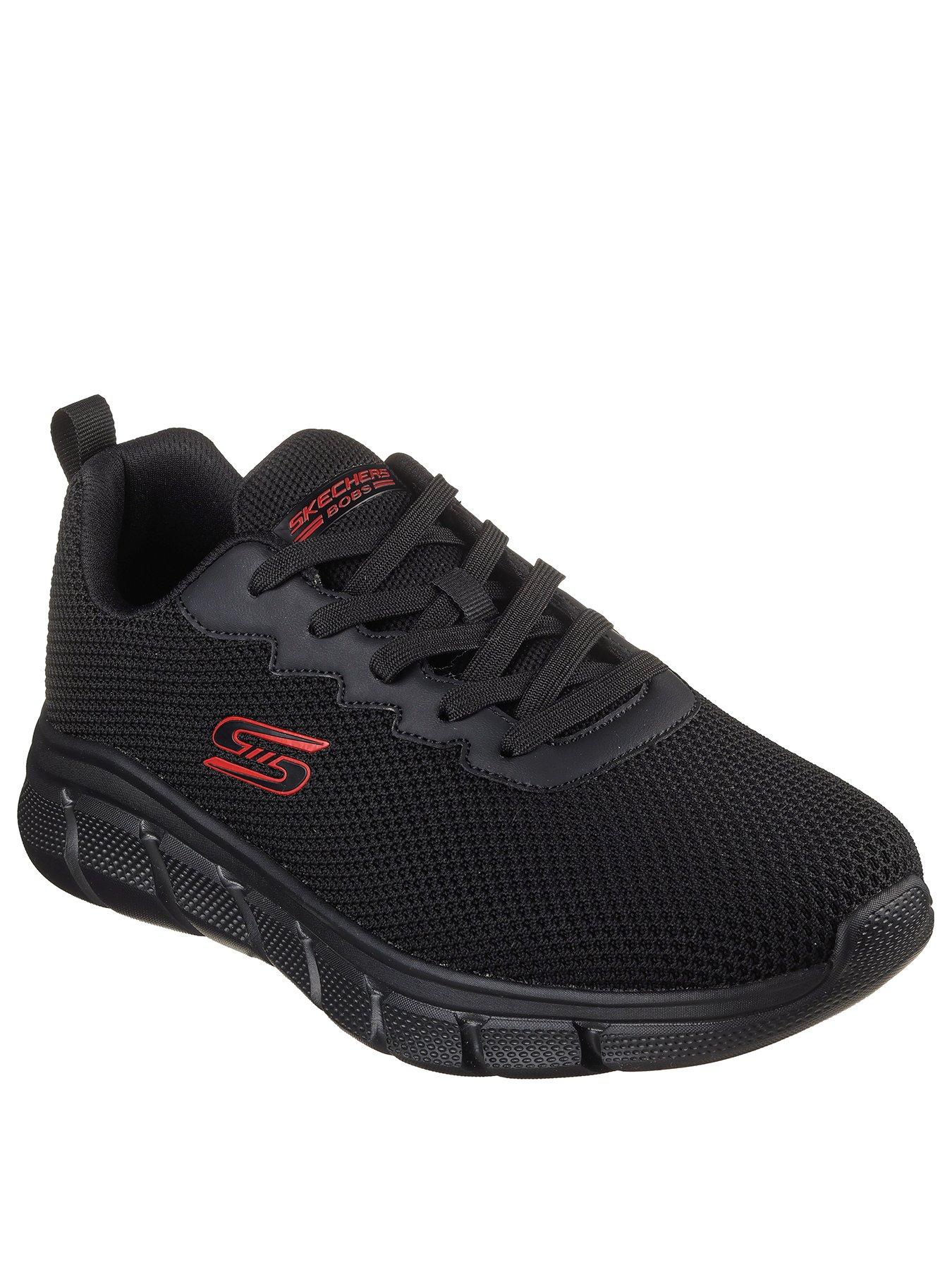  image of skechers-bobs-b-flex-lace-up-knit-trainers-black-knit