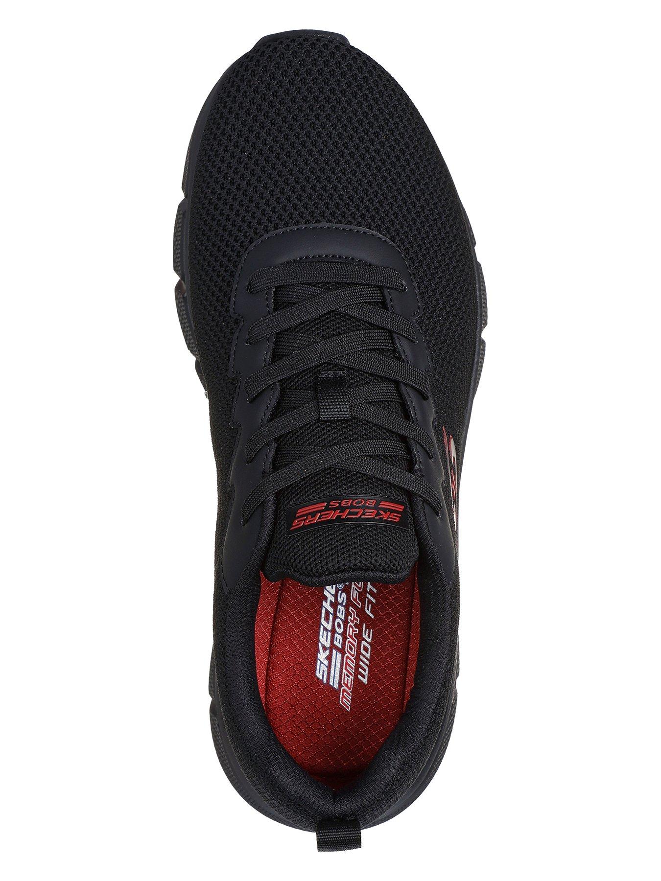  image of skechers-bobs-b-flex-lace-up-knit-trainers-black-knit