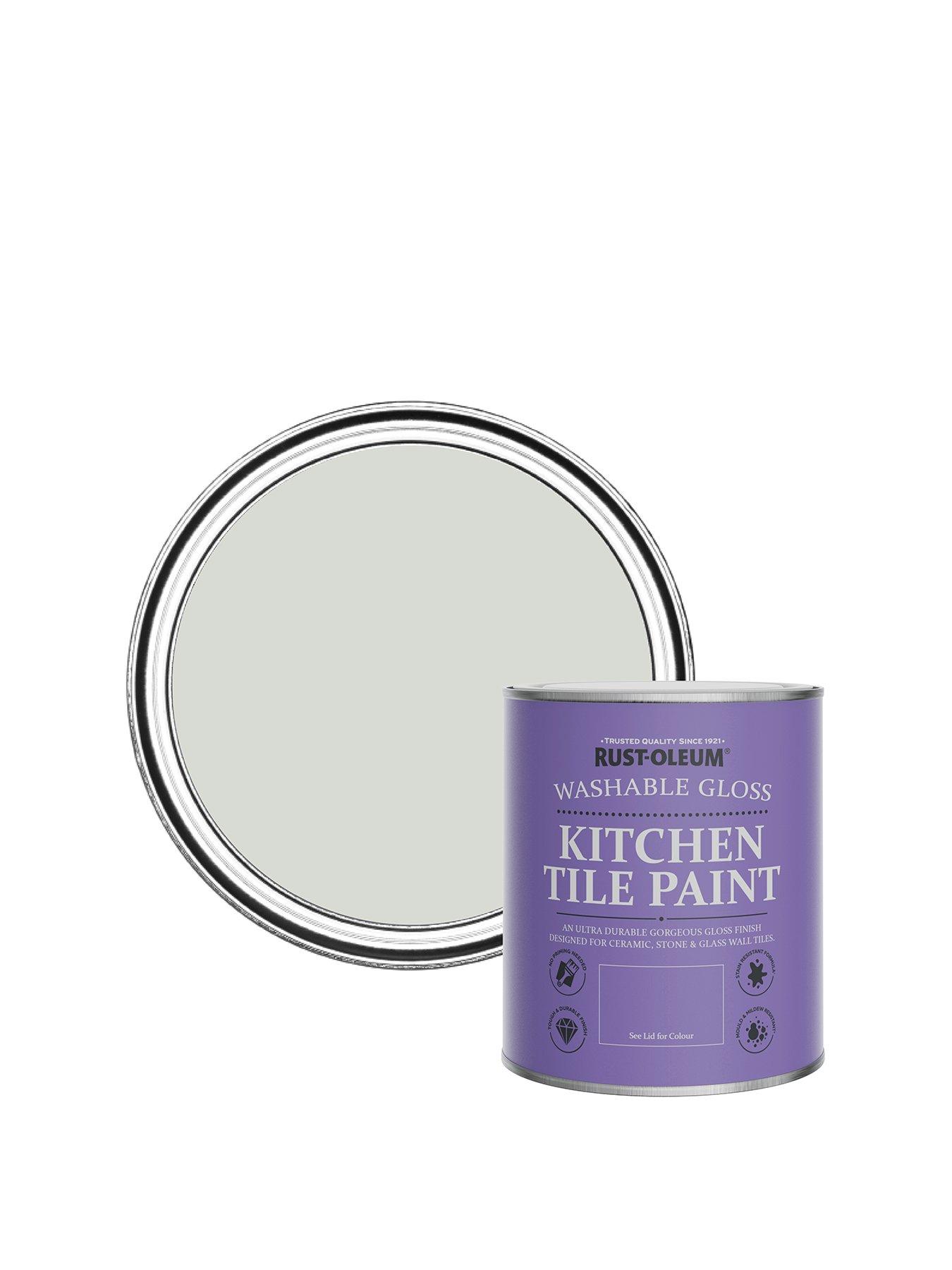 Image 1 of 6 of Rust-Oleum Gloss Finish Kitchen Tile Paint in Winter Grey &ndash; 750 ml Tin