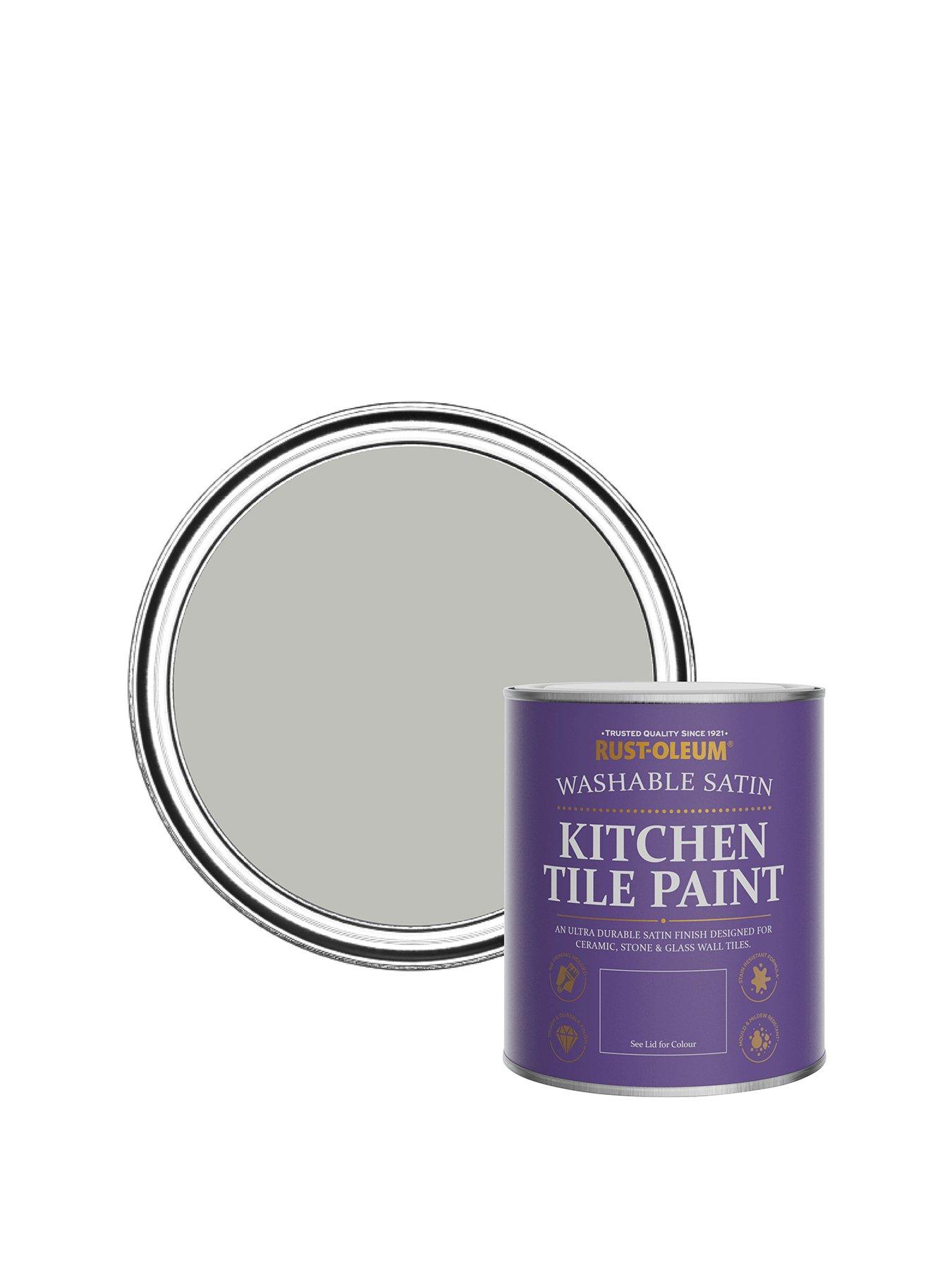 Image 1 of 6 of Rust-Oleum Satin Finish Kitchen Tile Paint in Flint &ndash; 750 ml Tin
