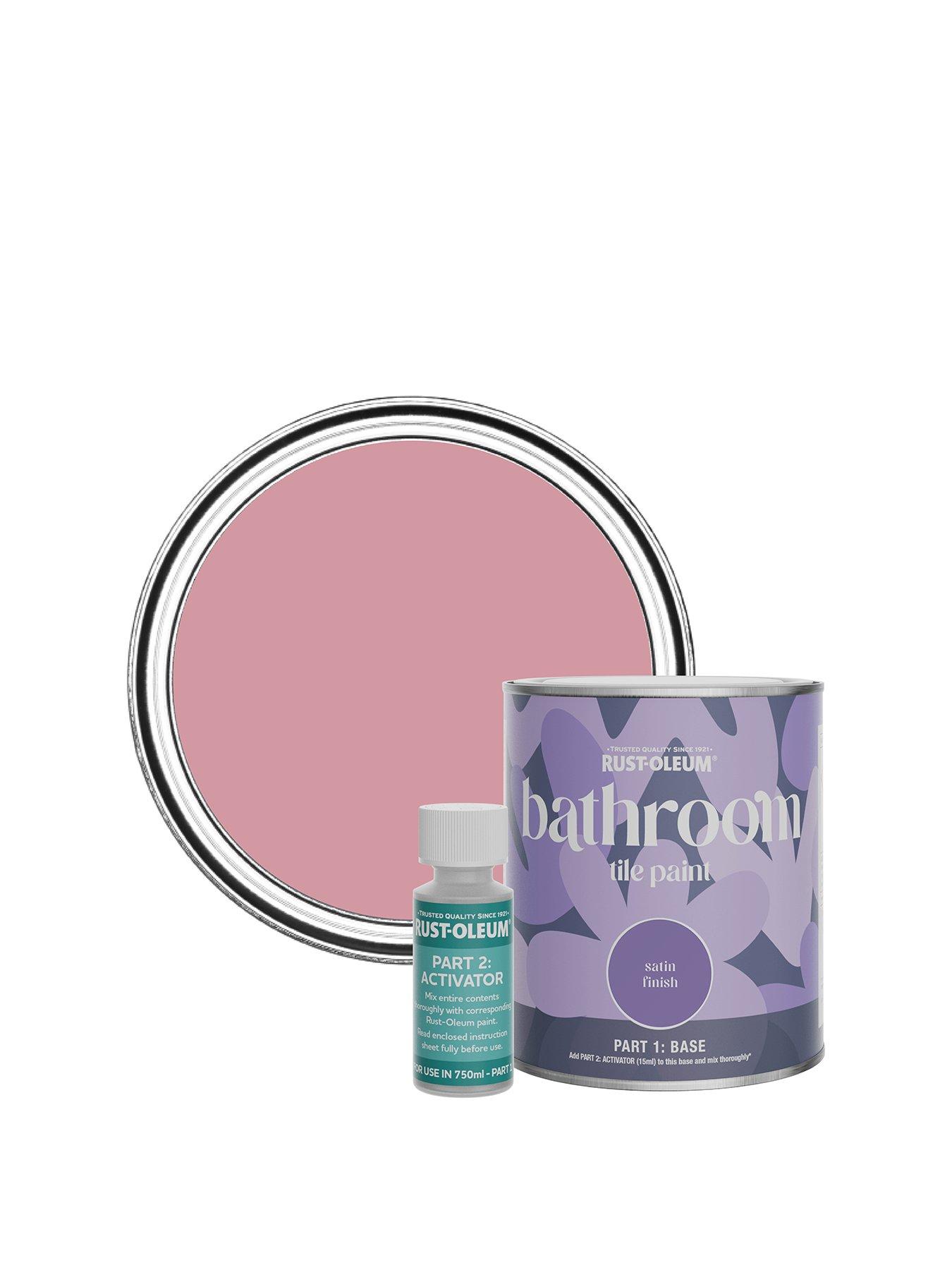 Image 1 of 6 of Rust-Oleum Satin Finish Bathroom Tile Paint with Activator in Dusky Pink - 750 ml tin