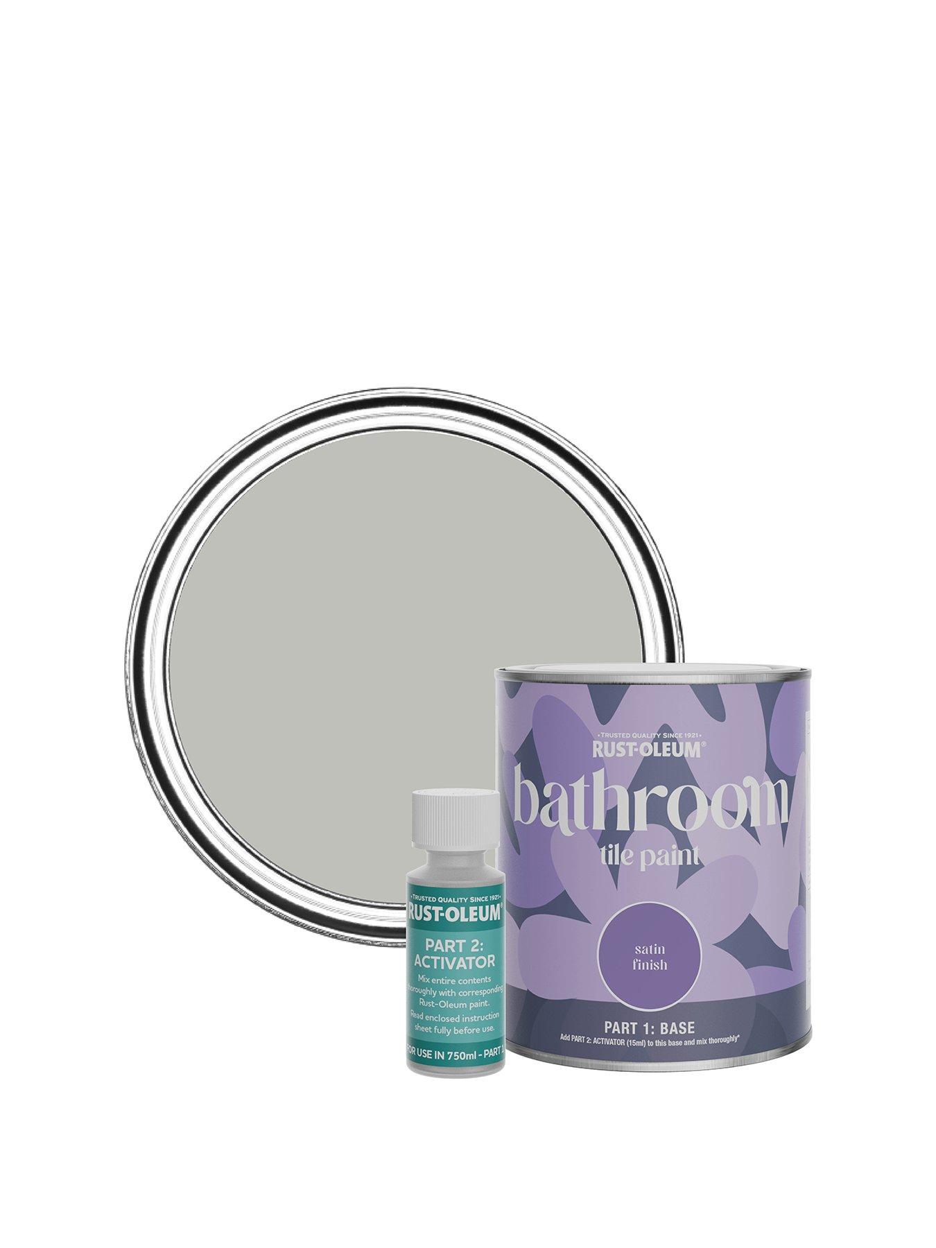 Image 1 of 6 of Rust-Oleum Satin Finish Bathroom Tile Paint with Activator in Flint - 750 ml tin