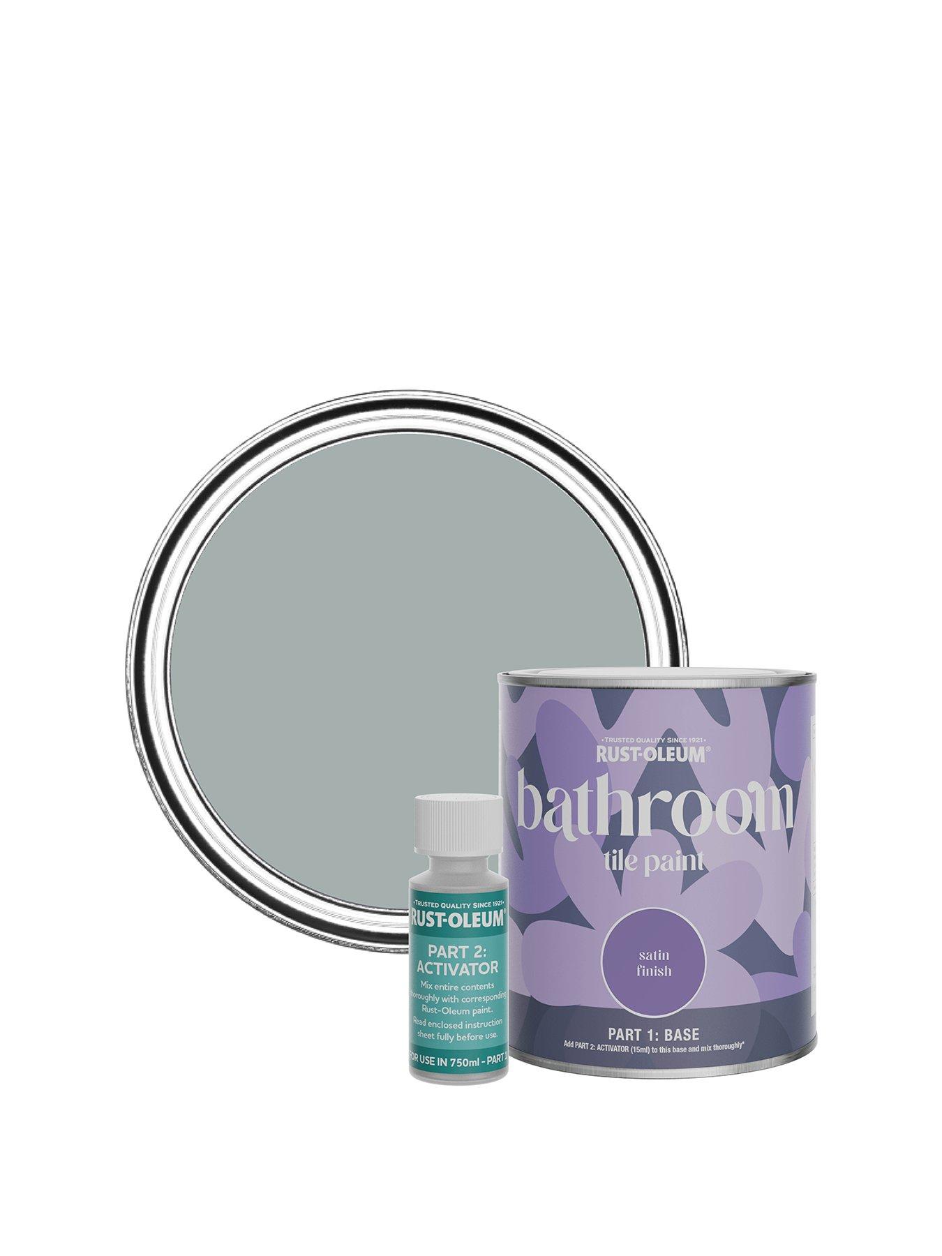 Image 1 of 6 of Rust-Oleum Satin Finish Bathroom Tile Paint with Activator in Mineral Grey - 750 ml tin