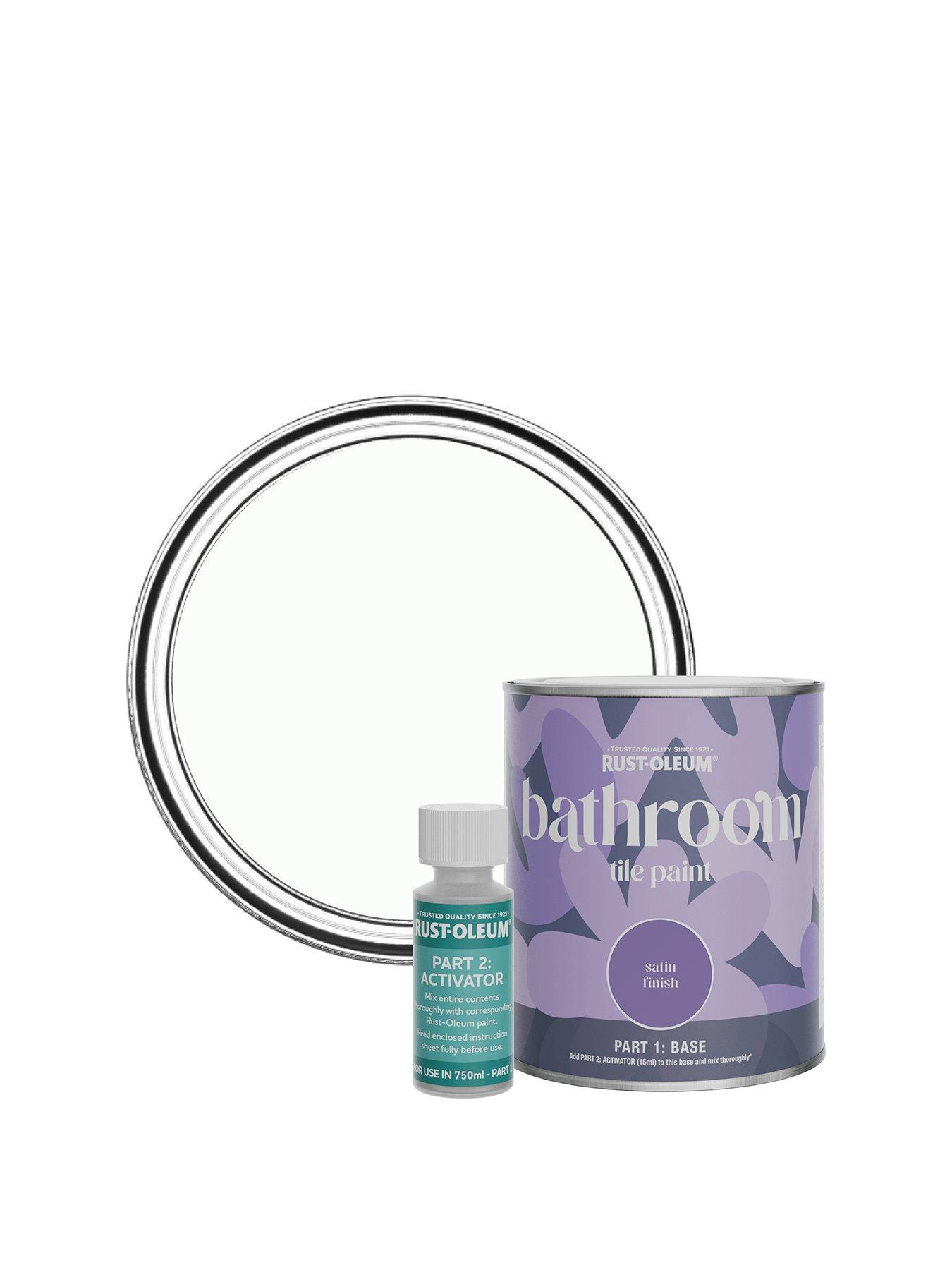 Image 1 of 6 of Rust-Oleum Satin Finish Bathroom Tile Paint with Activator in Moonstone - 750 ml tin