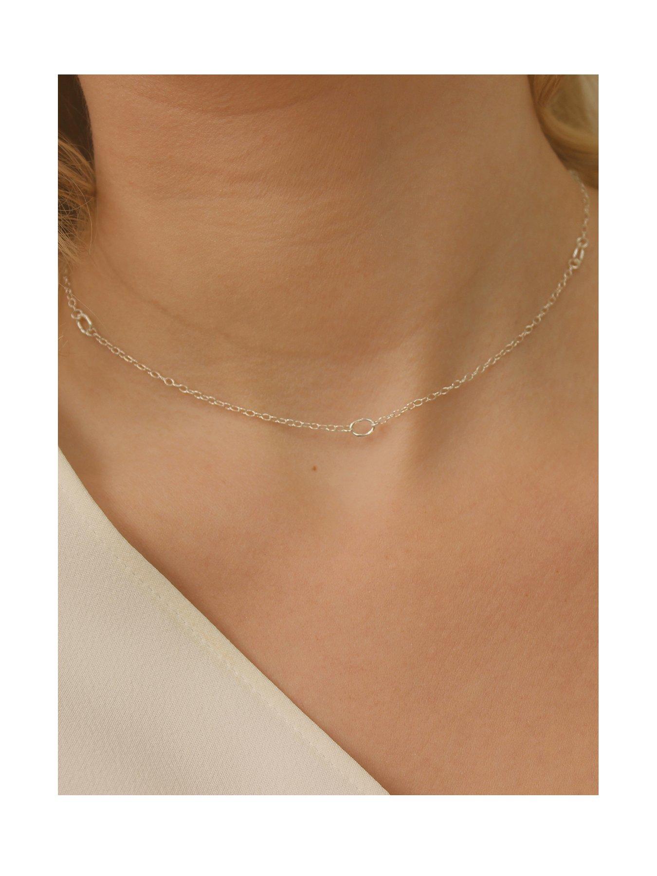  image of elk-bloom-simple-silver-choker-chain-necklace-silver