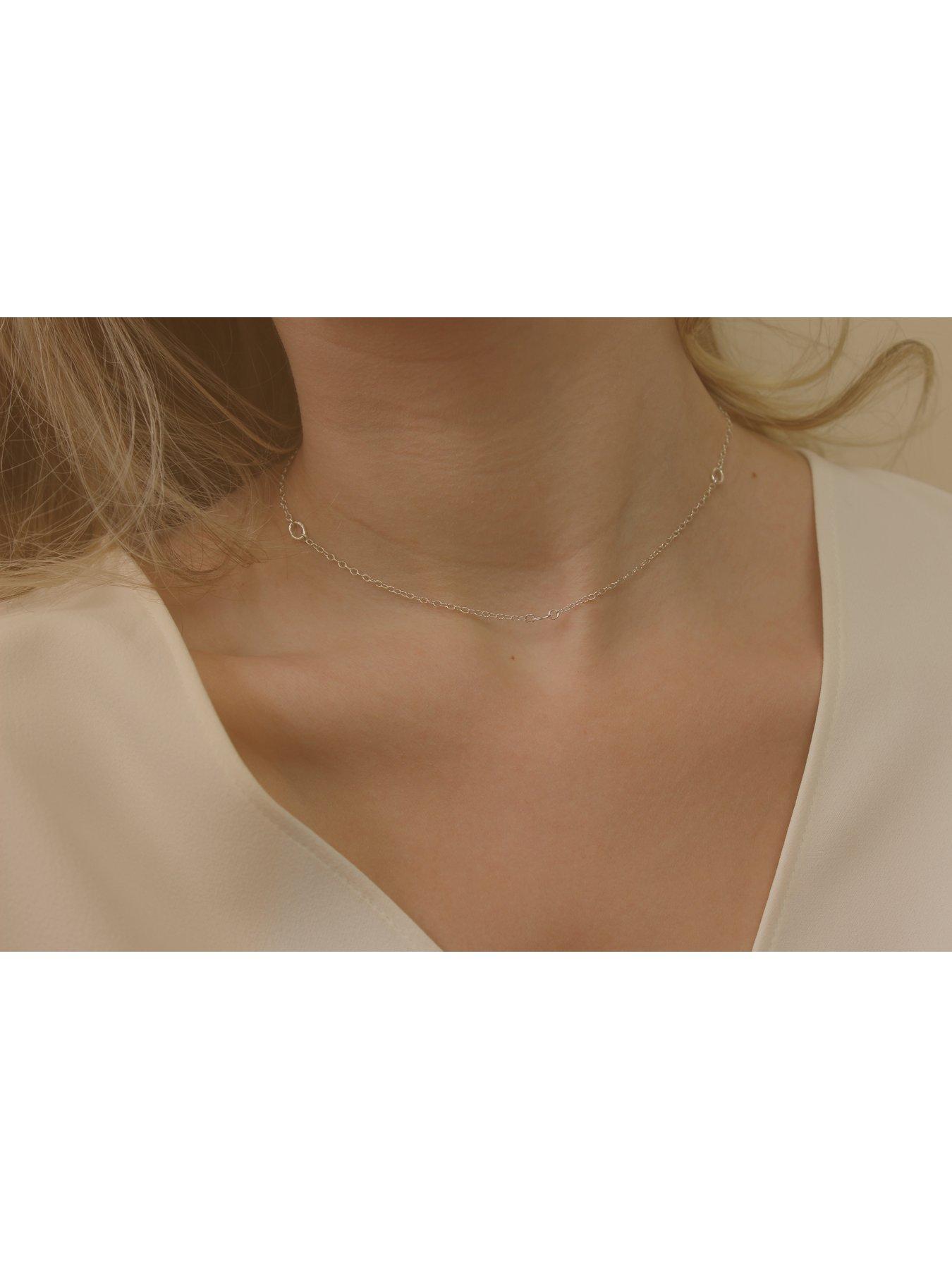  image of elk-bloom-simple-silver-choker-chain-necklace-silver