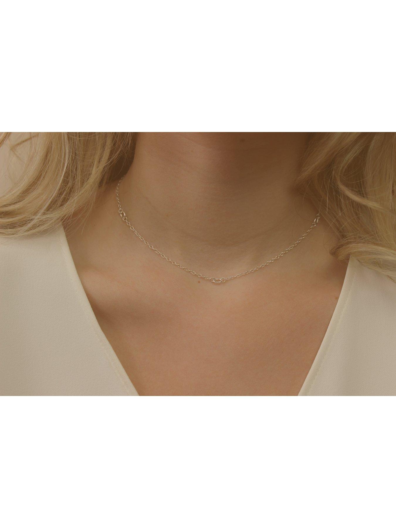  image of elk-bloom-simple-silver-choker-chain-necklace-silver