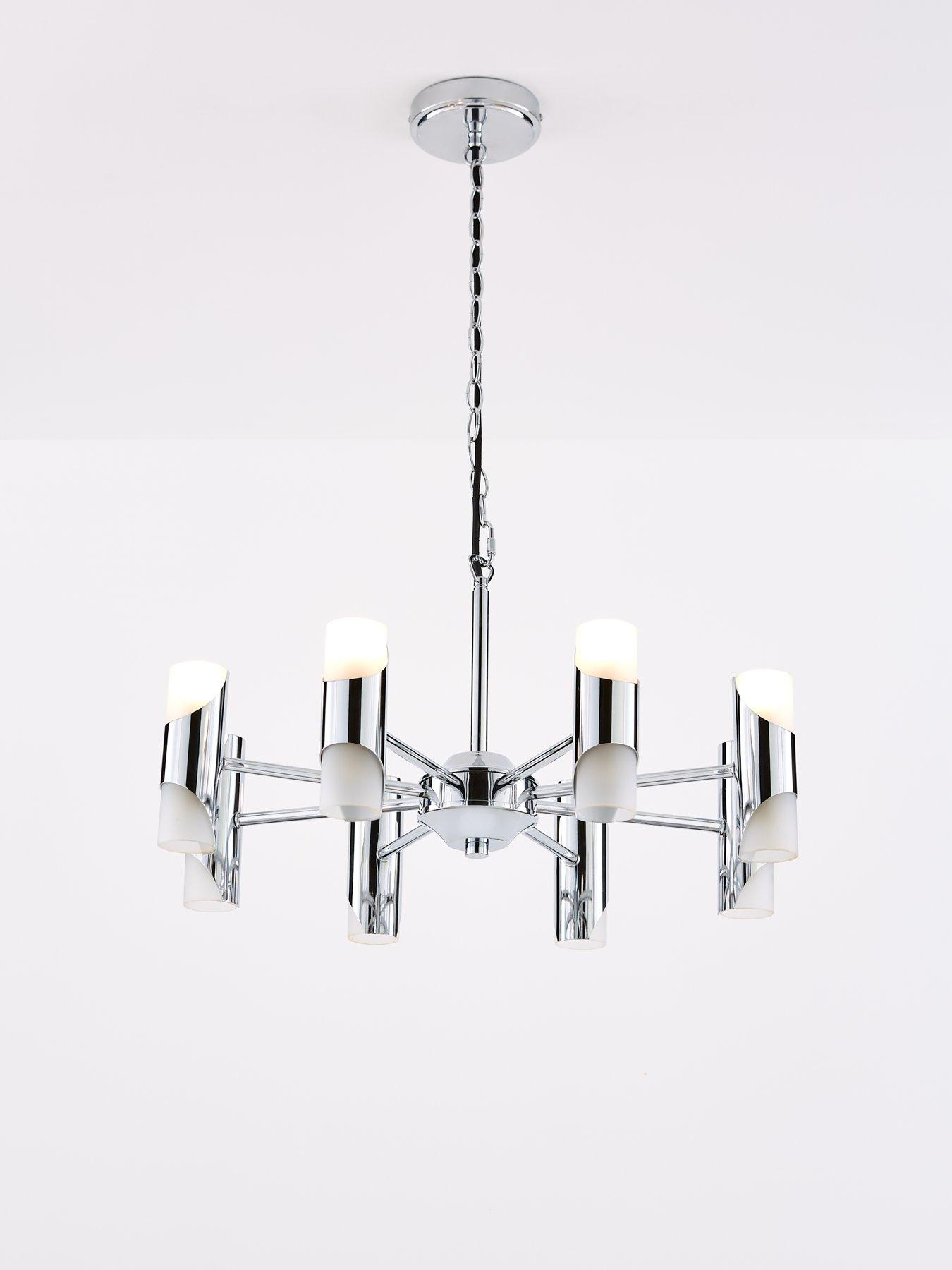 Image 1 of 7 of Very Home Statement 8-Arm Retro Glass Chrome Ceiling Light
